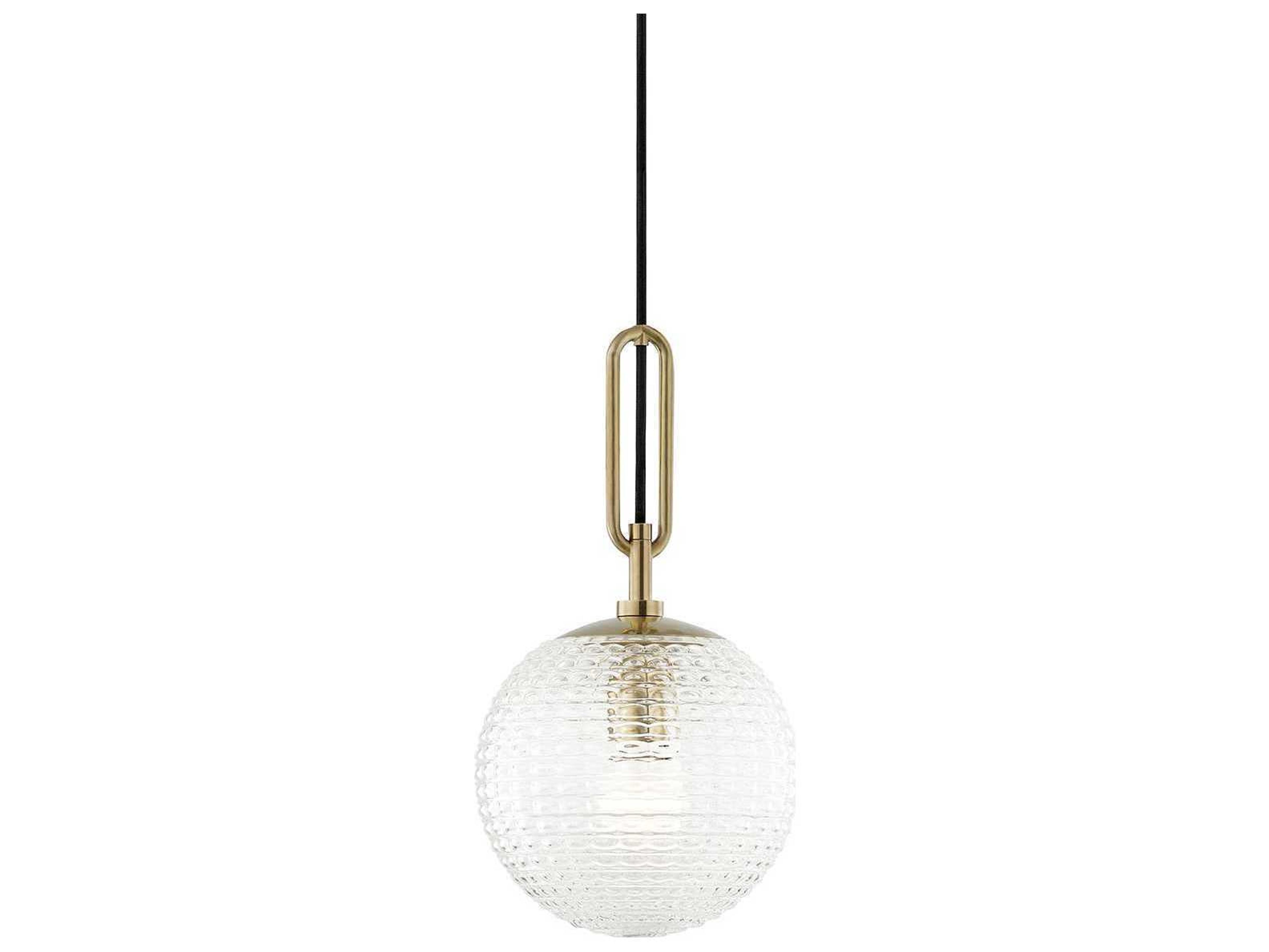 Jewett 1-Light Aged Brass Glass Globe Round Mini Pendant