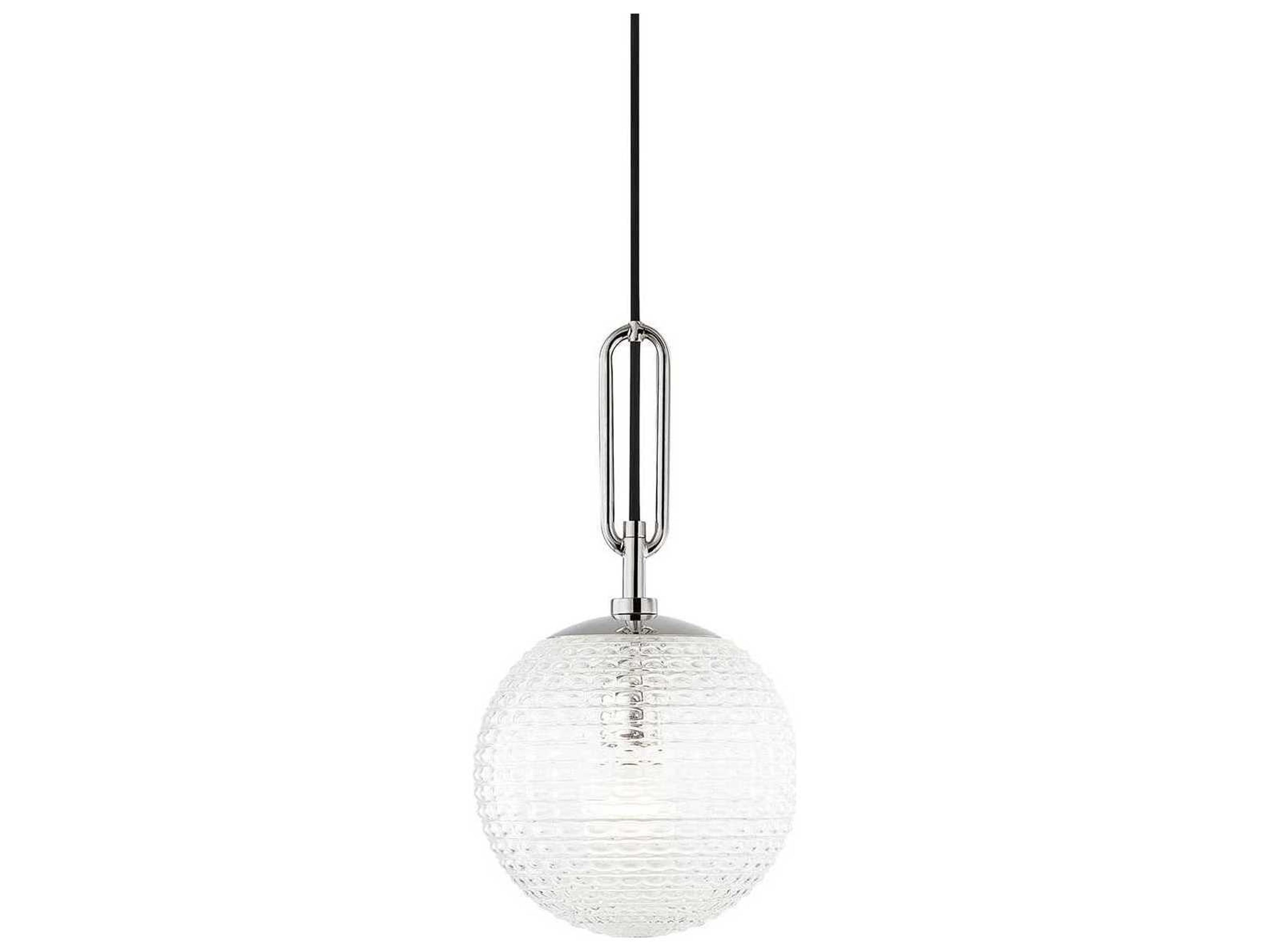 Hudson Valley Jewett 1-Light Polished Nickel Glass Globe Round Mini Pendant