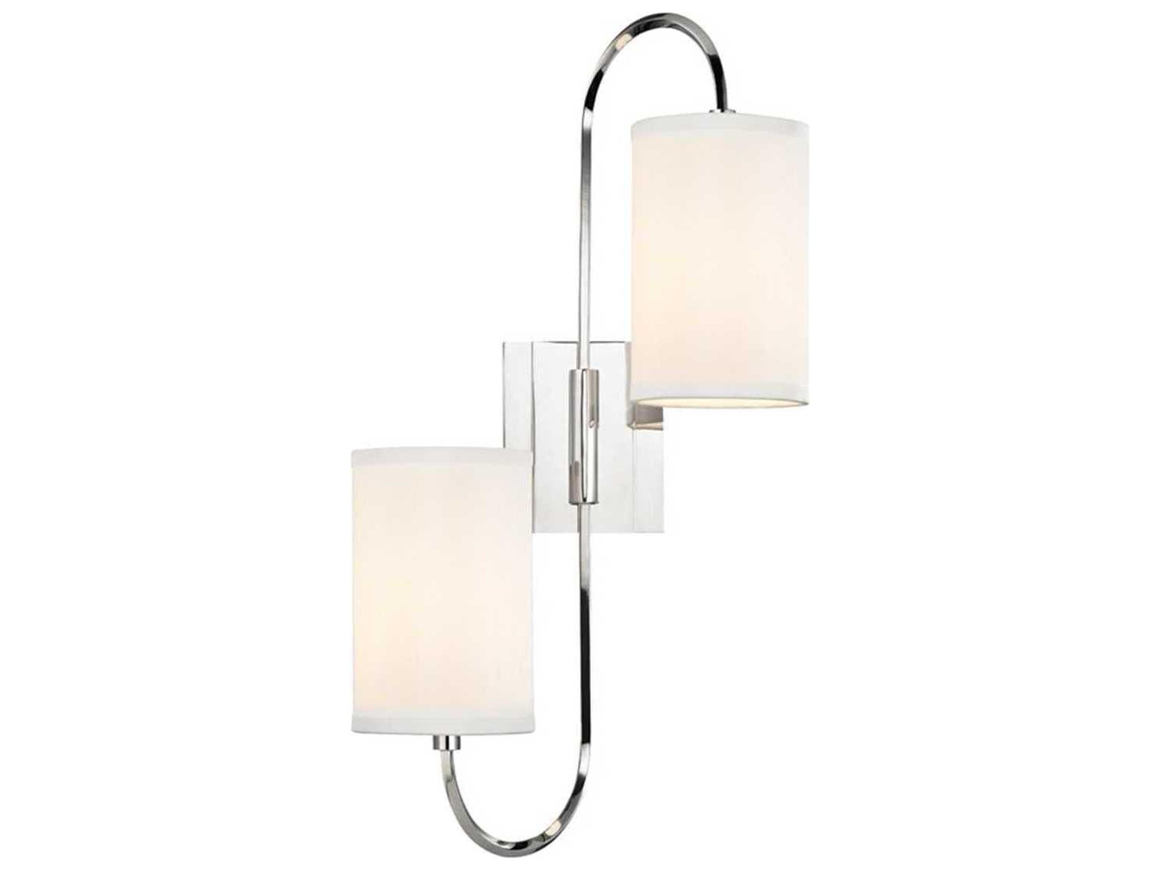 Hudson Valley Junius 2-Light Polished Nickel White Glass Wall Sconce