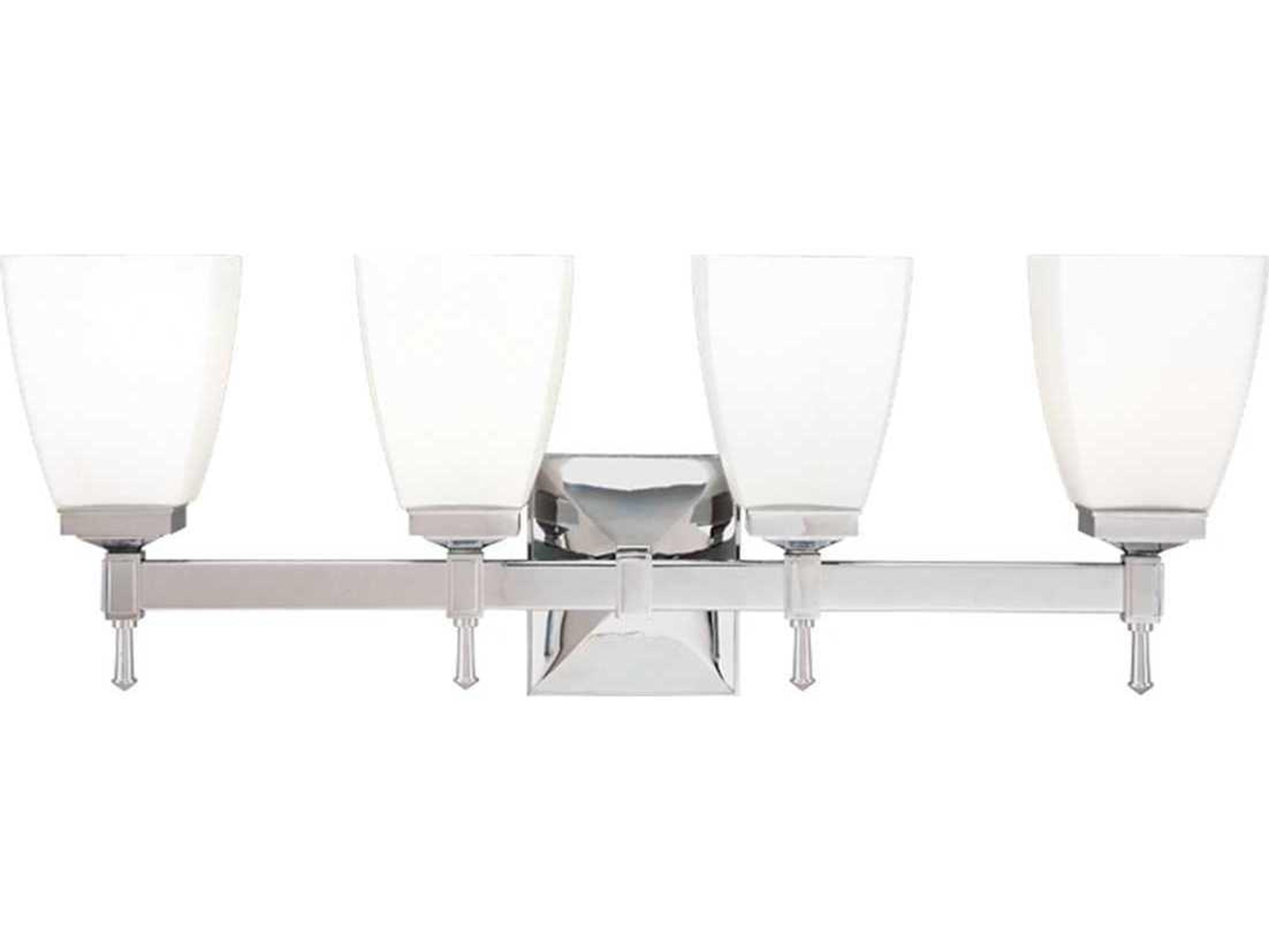 Hudson Valley Kent 4-Light Polished Chrome Off White Glass Vanity Light