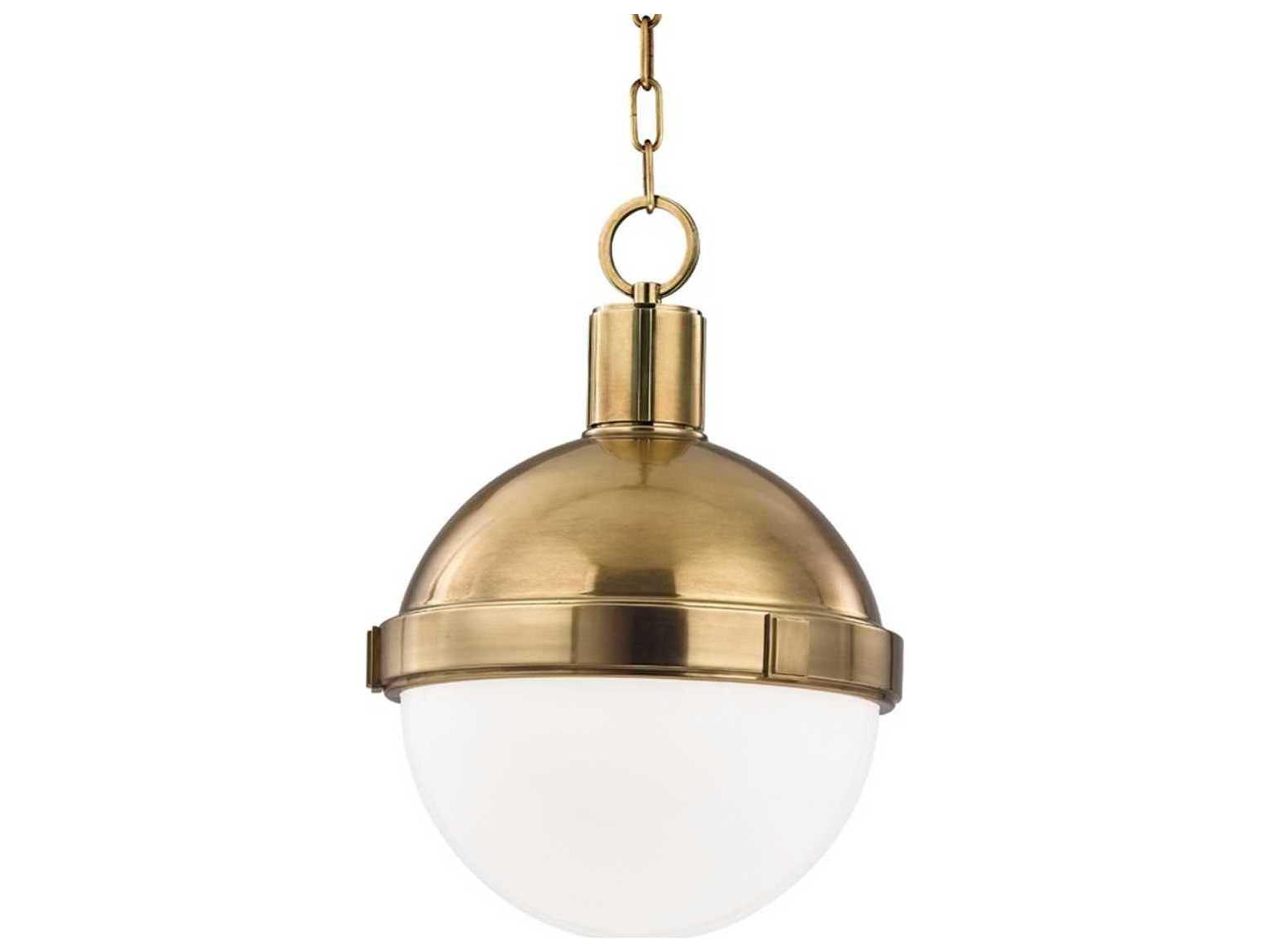 Hudson Valley Lambert 1-Light Aged Brass White Glass Globe Round Mini Pendant
