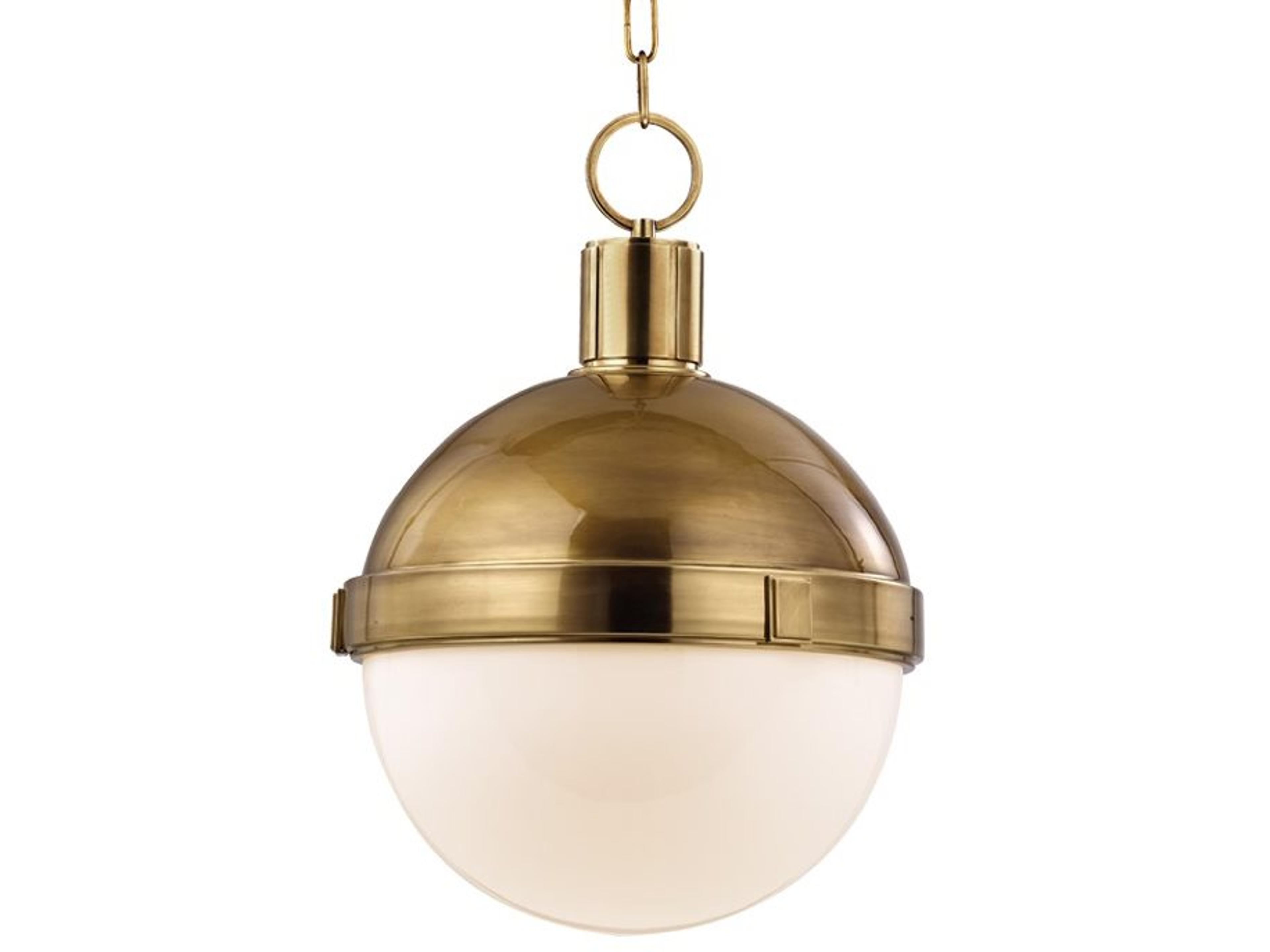 Hudson Valley Lambert 1-Light Aged Brass White Glass Globe Round Pendant