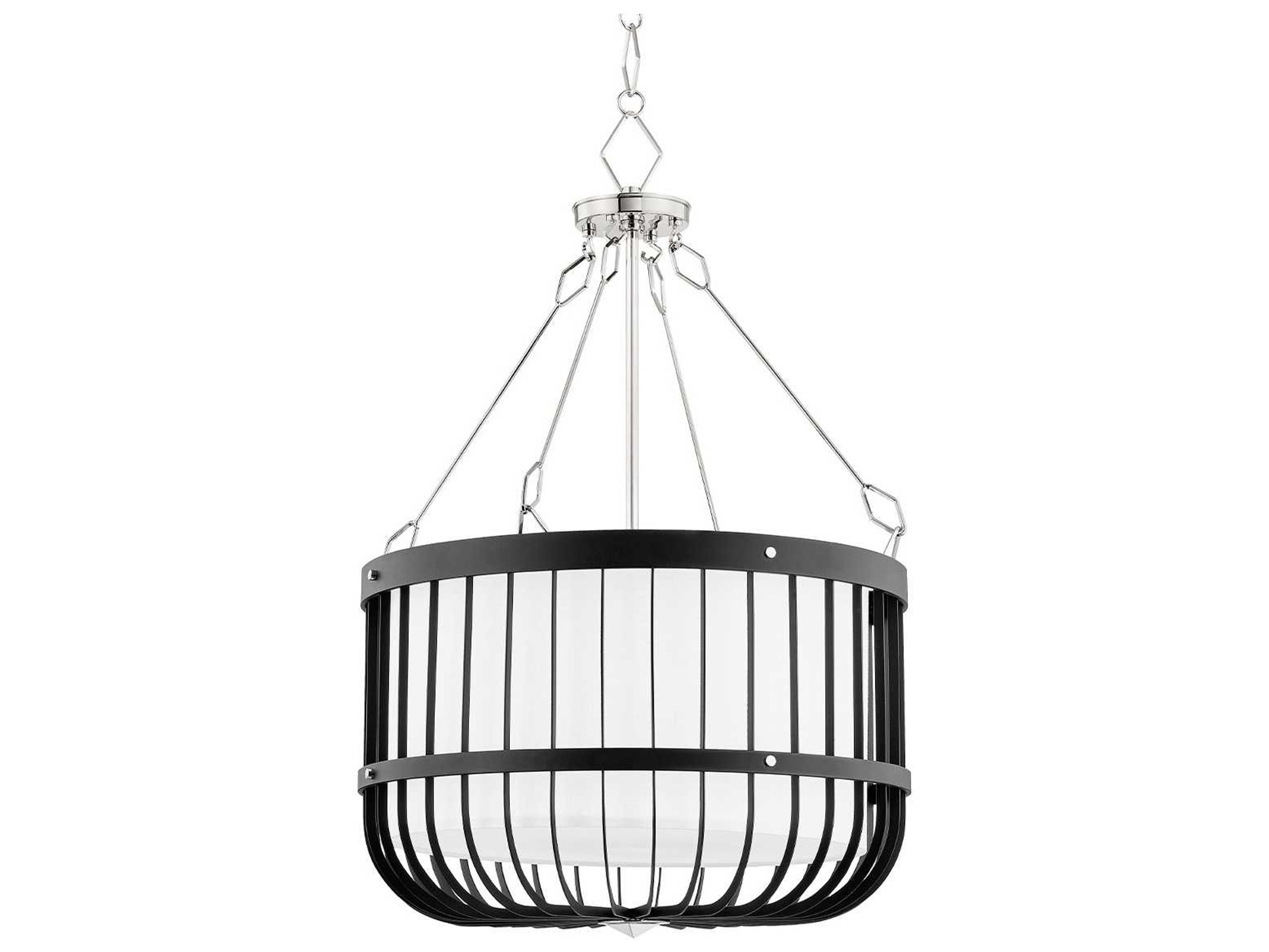 Hudson Valley Landon 4-Light Polished Nickel Black Drum Pendant