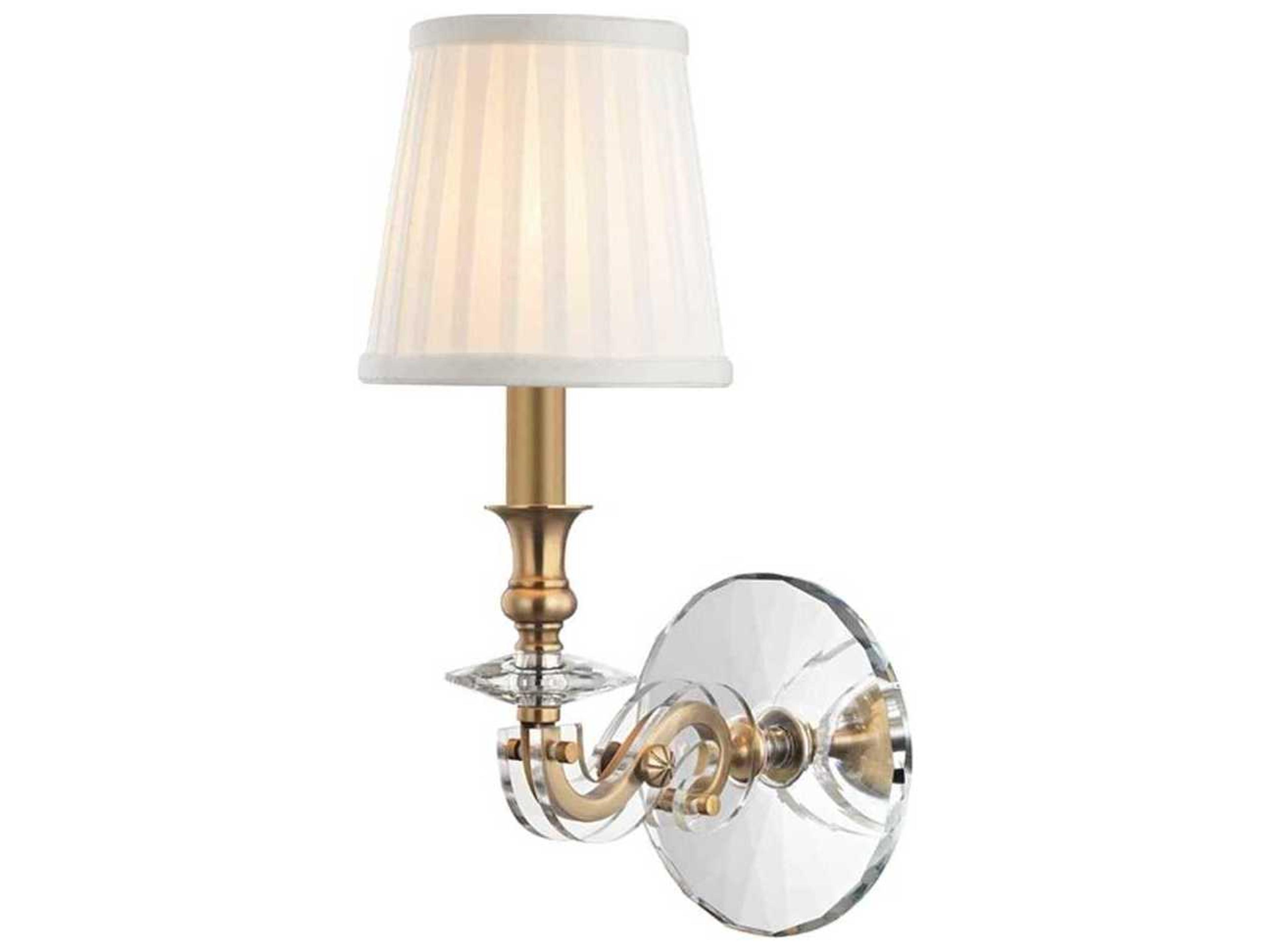 Hudson Valley Lapeer 1-Light Aged Brass White Crystal Wall Sconce