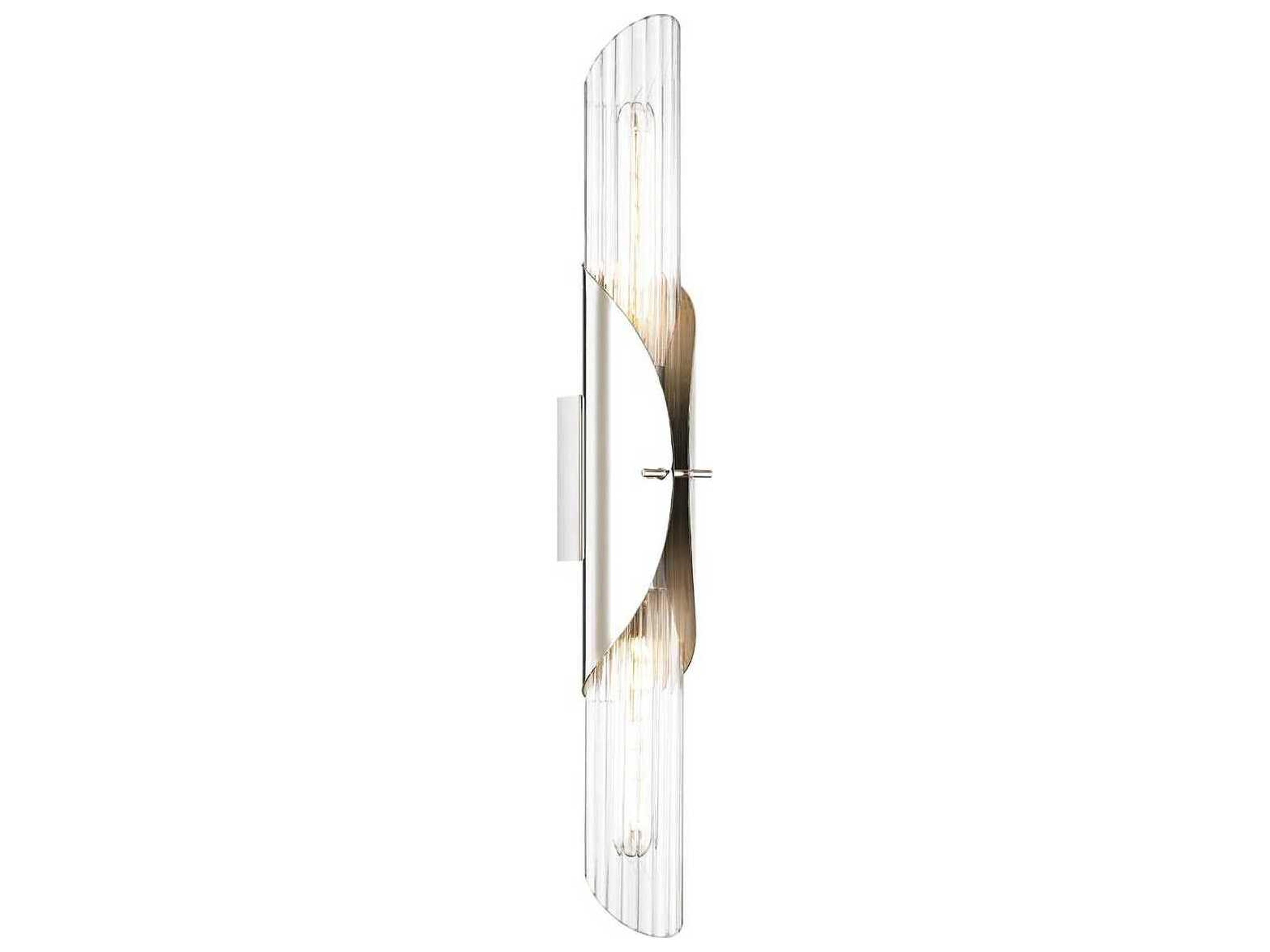 Hudson Valley Lefferts 2-Light Polished Nickel Glass Wall Sconce
