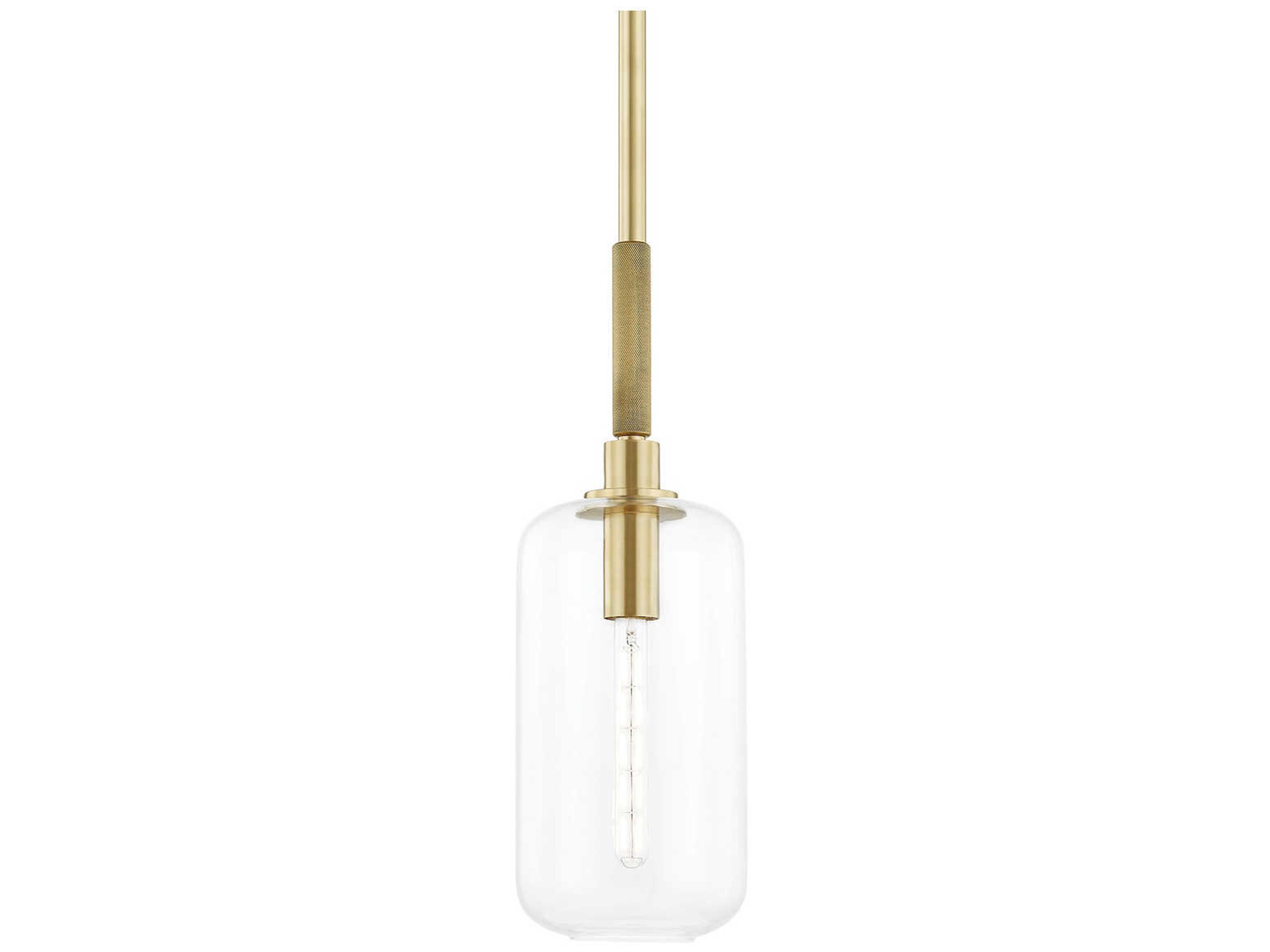 Hudson Valley Lenox Hill 1-Light Aged Brass Glass LED Cylinder Mini Pendant