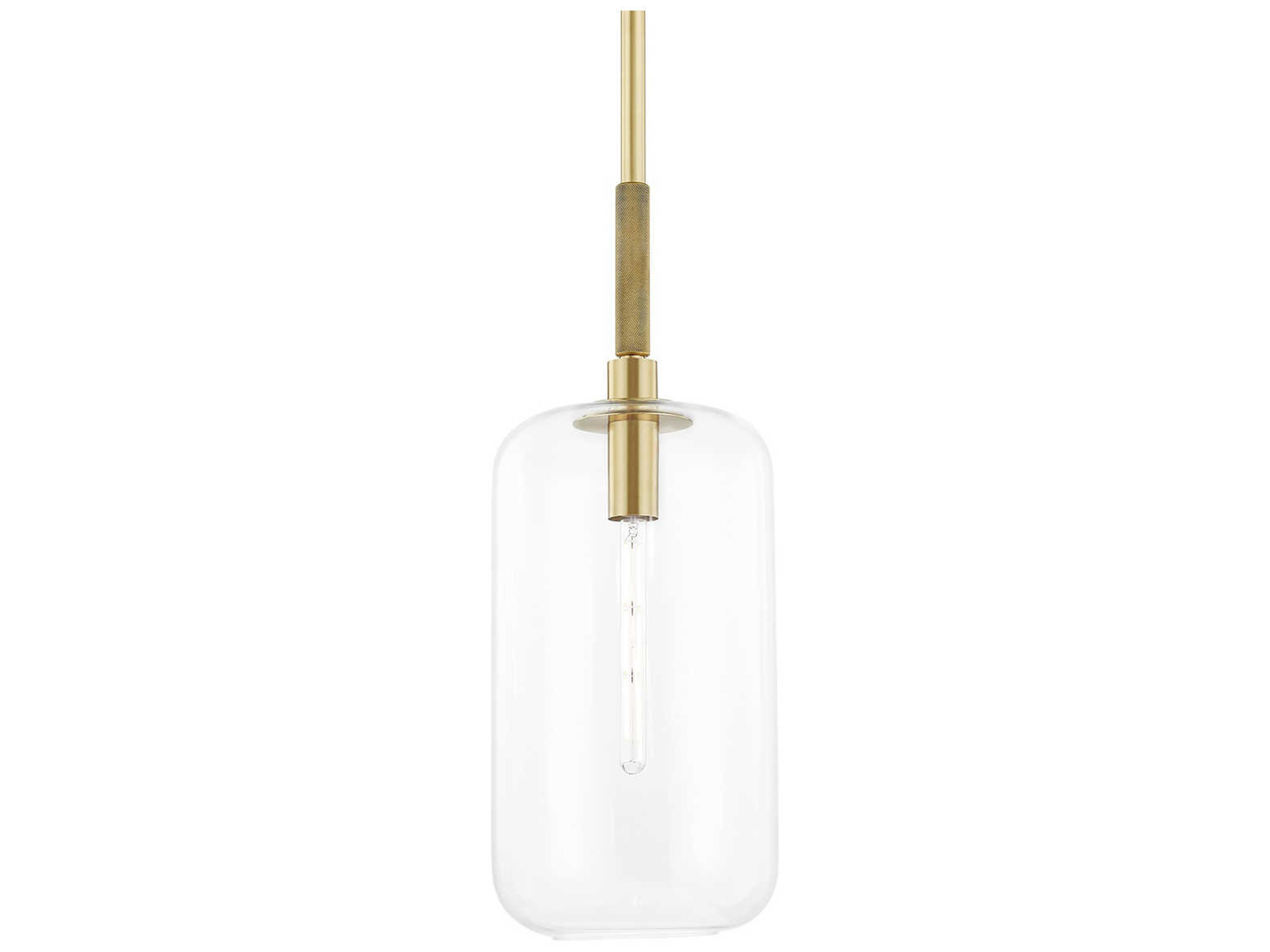 Hudson Valley Lenox Hill 1-Light Aged Brass Glass LED Cylinder Mini Pendant