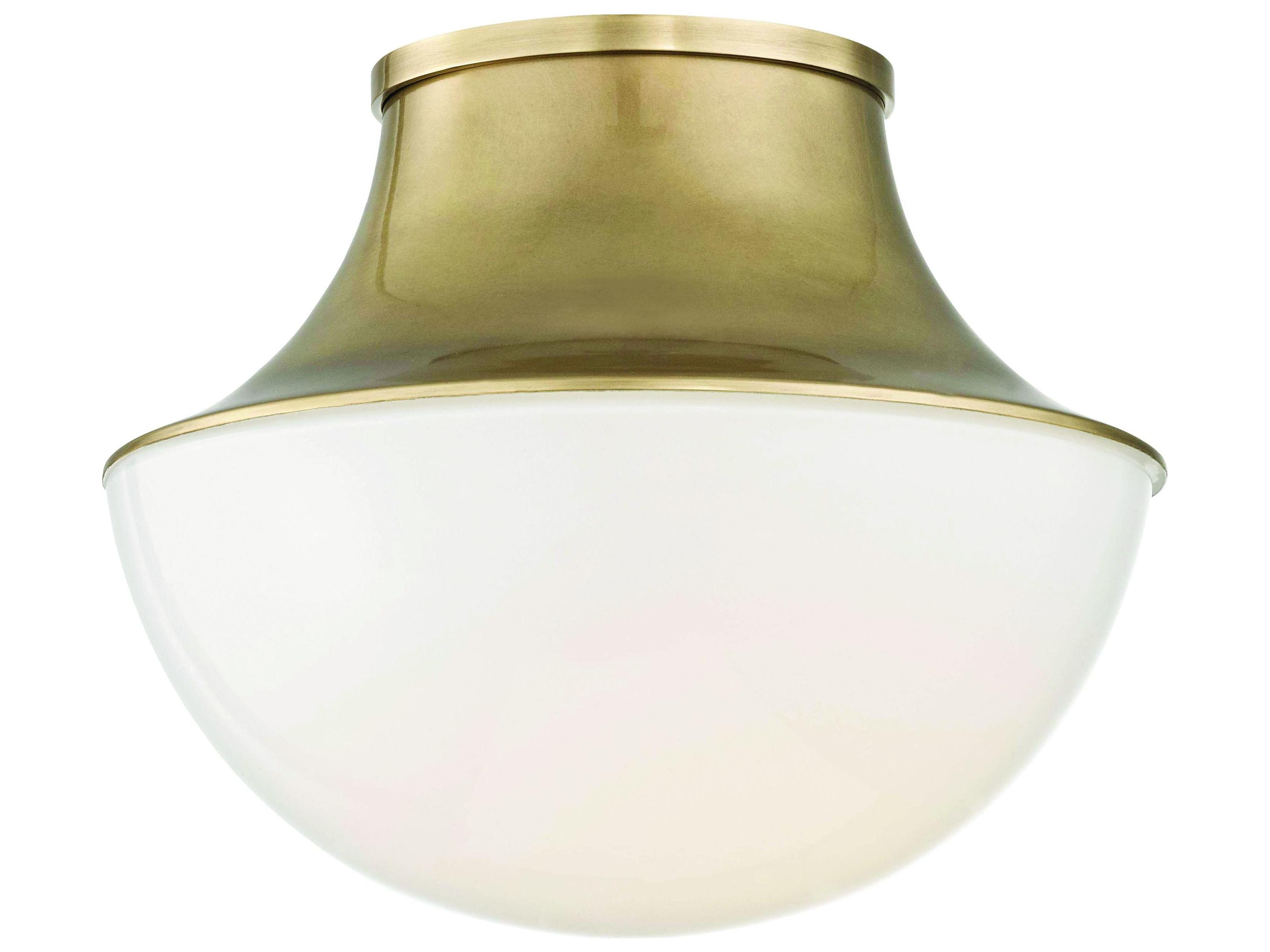 Hudson Valley Lettie 1-Light Aged Brass White Glass LED Bowl Dome Semi Flush Mount