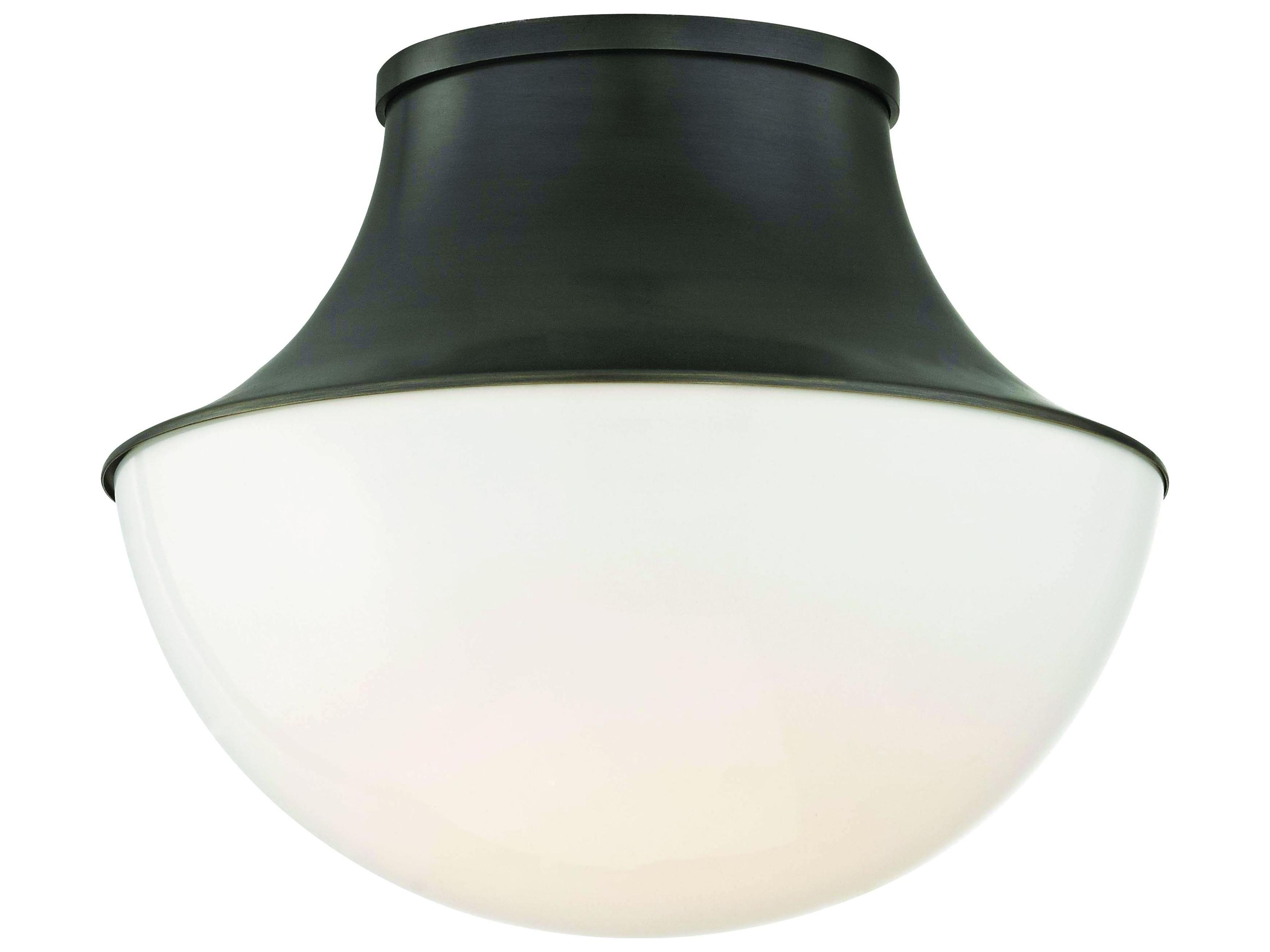Hudson Valley Lettie 1-Light Old Bronze White Glass LED Bowl Semi Flush Mount
