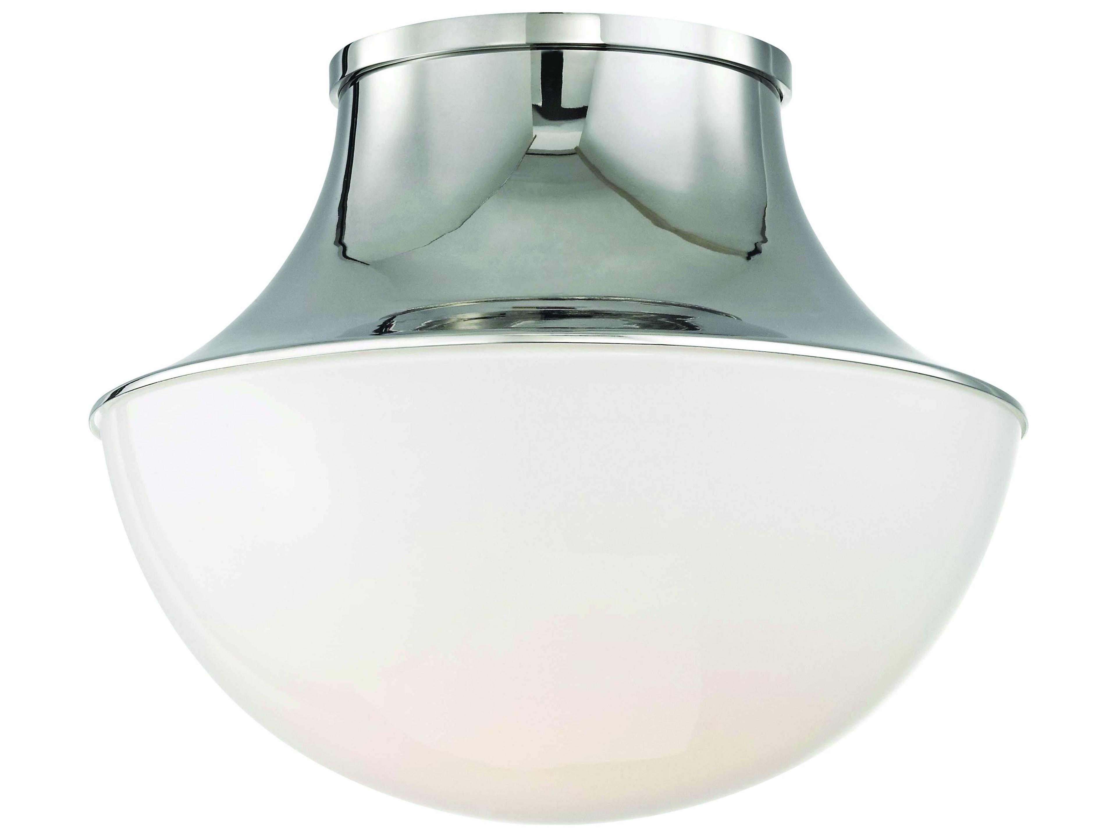 Hudson Valley Lettie 1-Light Polished Nickel White Glass LED Bowl Semi Flush Mount
