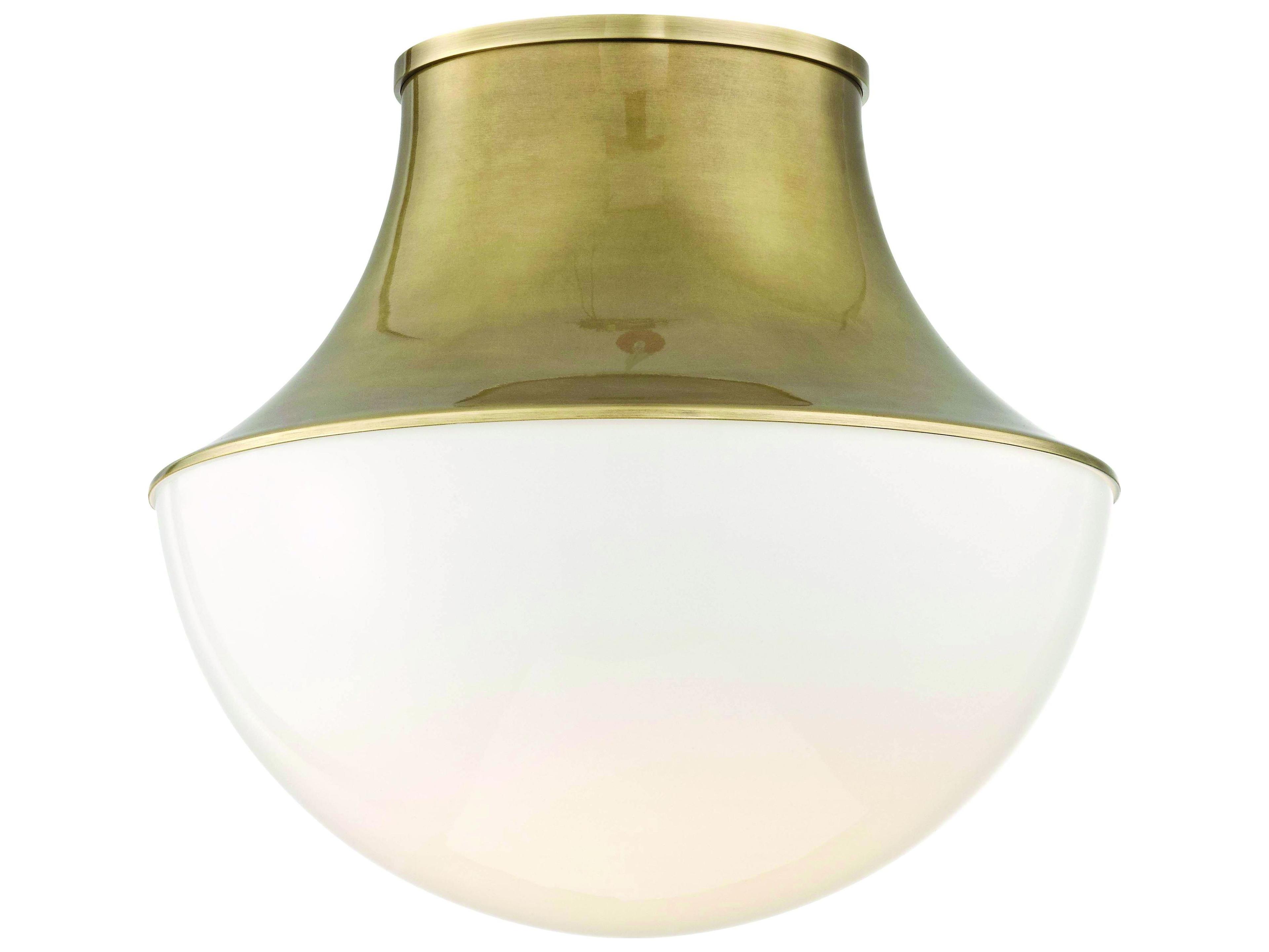 Hudson Valley Lettie 1-Light Aged Brass White Glass LED Bowl Semi Flush Mount