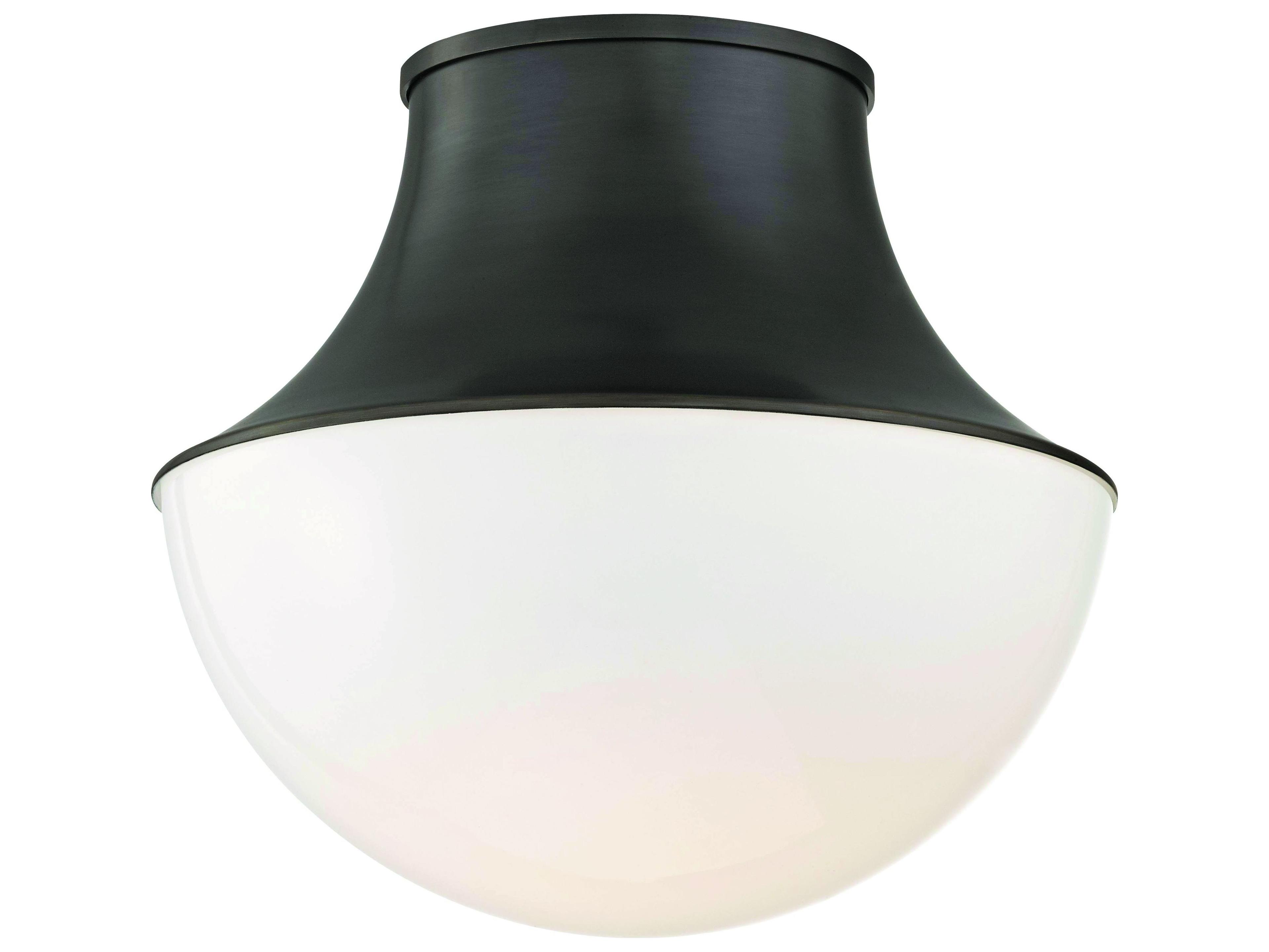 Hudson Valley Lettie 1-Light Old Bronze White Glass LED Bowl Semi Flush Mount