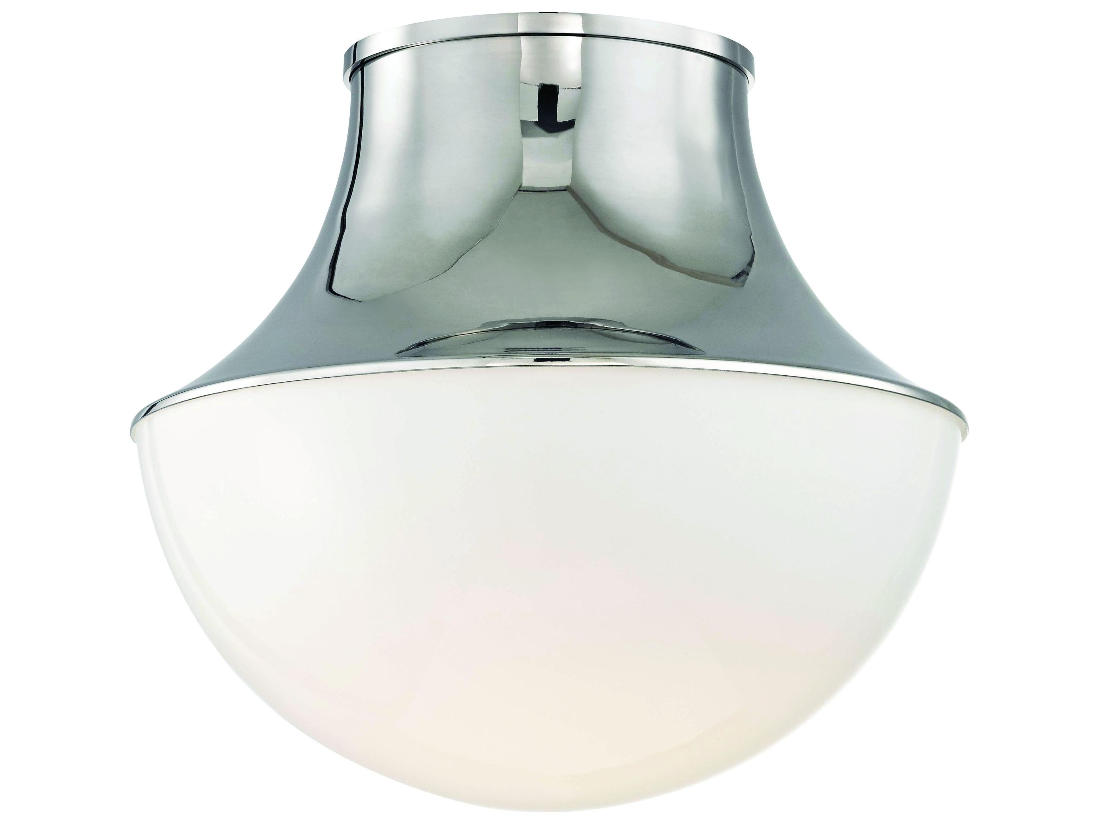 Hudson Valley Lettie 1-Light Polished Nickel White Glass LED Bowl Semi Flush Mount