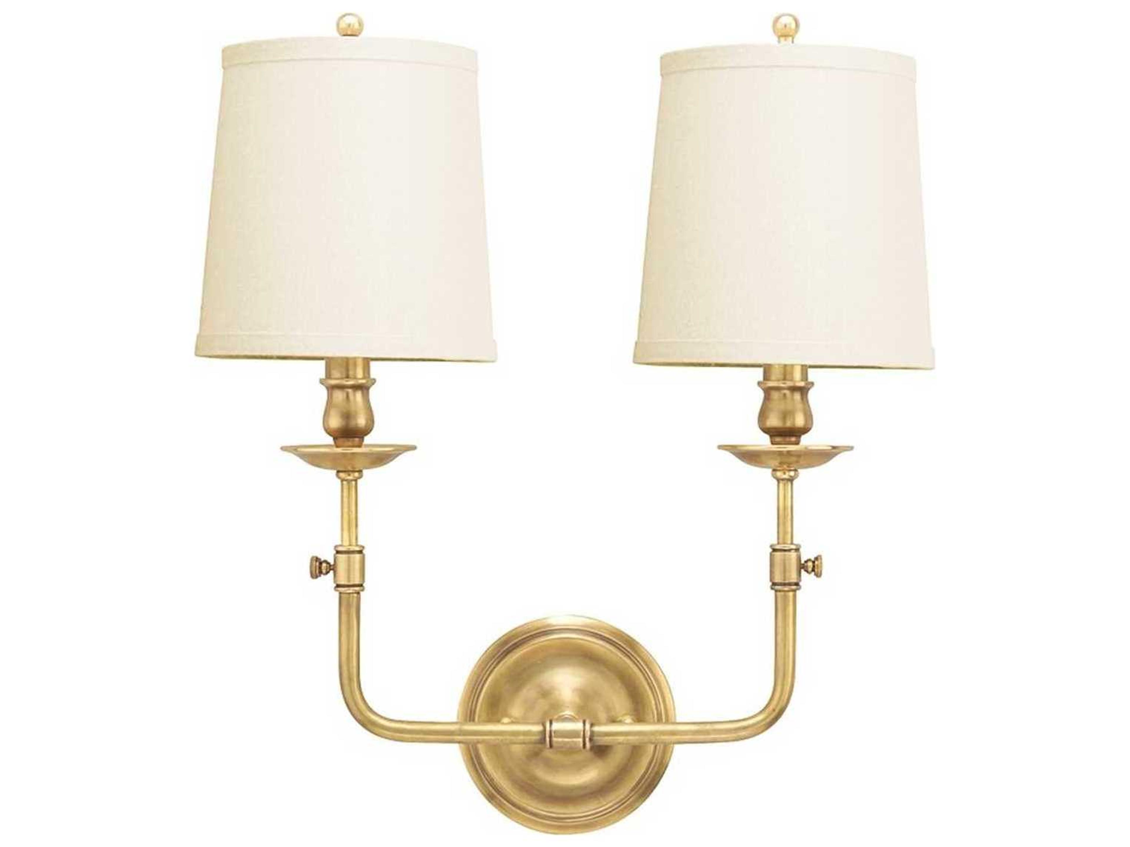 Hudson Valley Logan 2-Light Aged Brass Off White Wall Sconce