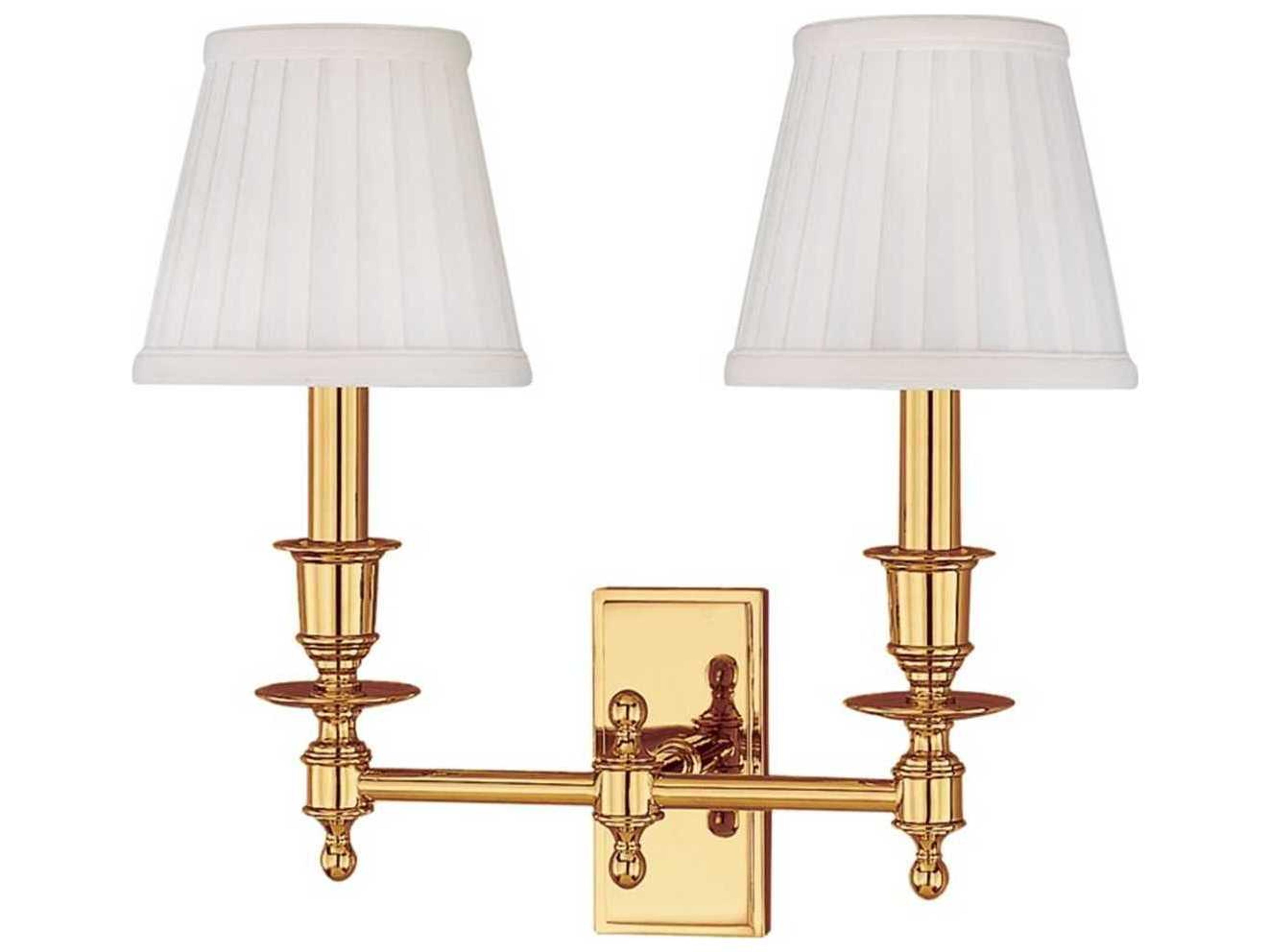 Hudson Valley Ludlow 2-Light Polished Brass Off White Wall Sconce