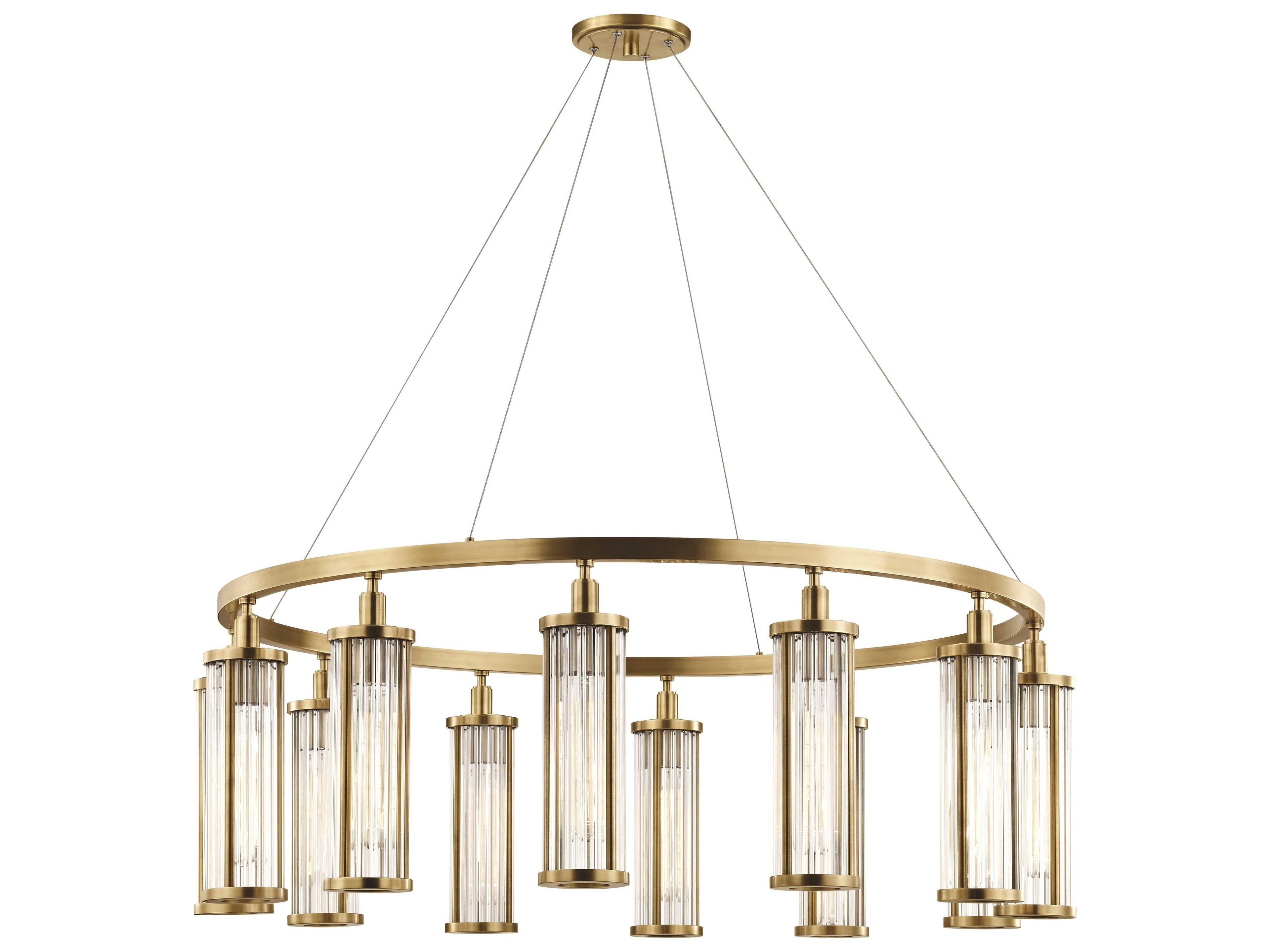 Hudson Valley Marley 12-Light Aged Brass Clear Glass Cylinder Round Chandelier