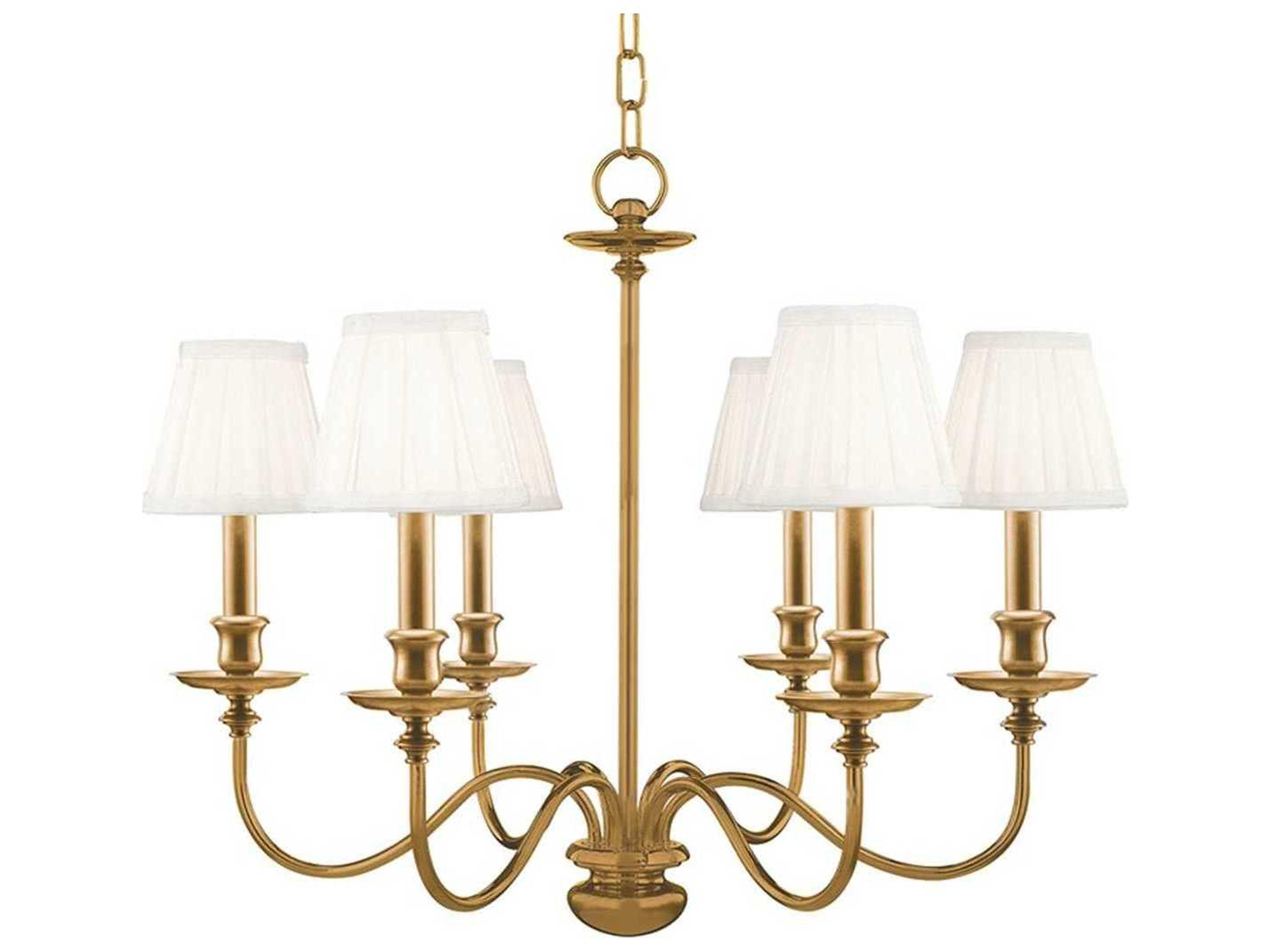 Menlo Park 6-Light Aged Brass Off White Candelabra Empire Round Chandelier