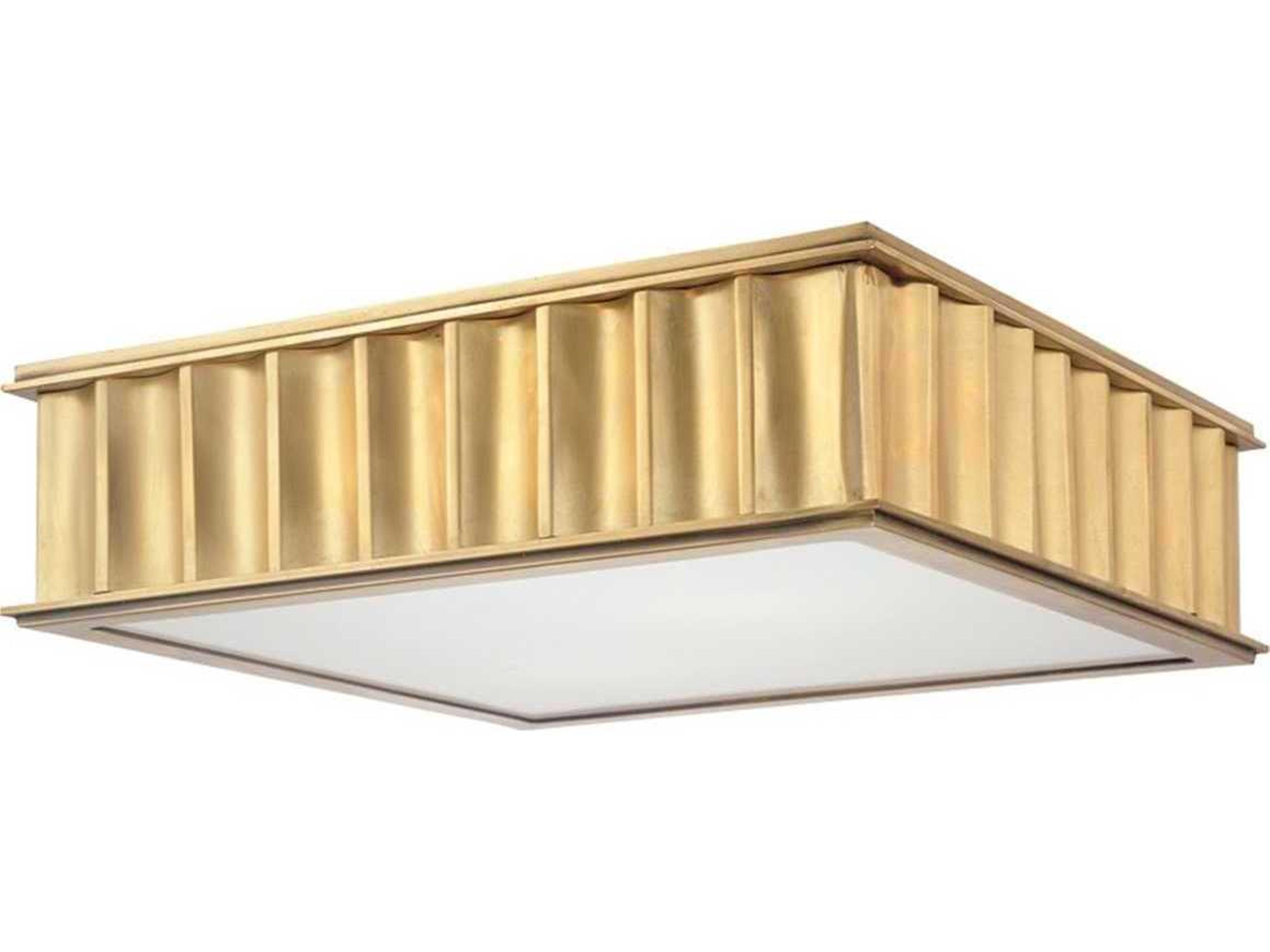 Hudson Valley Middlebury 2-Light Aged Brass White Glass Flush Mount