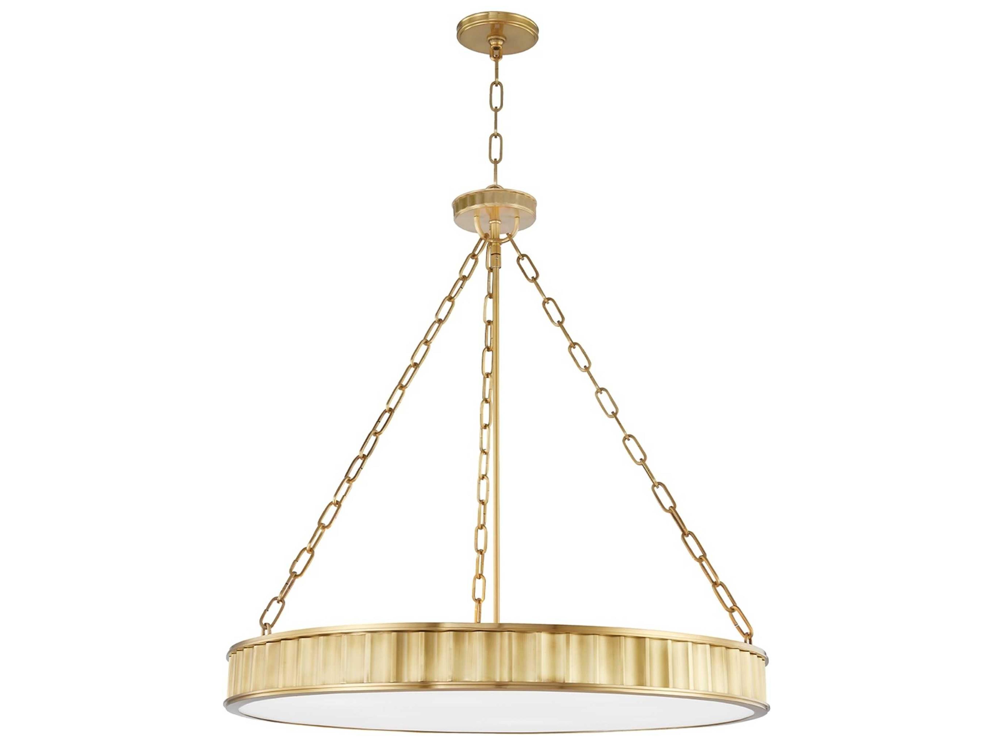 Hudson Valley Middlebury 8-Light Aged Brass Glass Drum Pendant