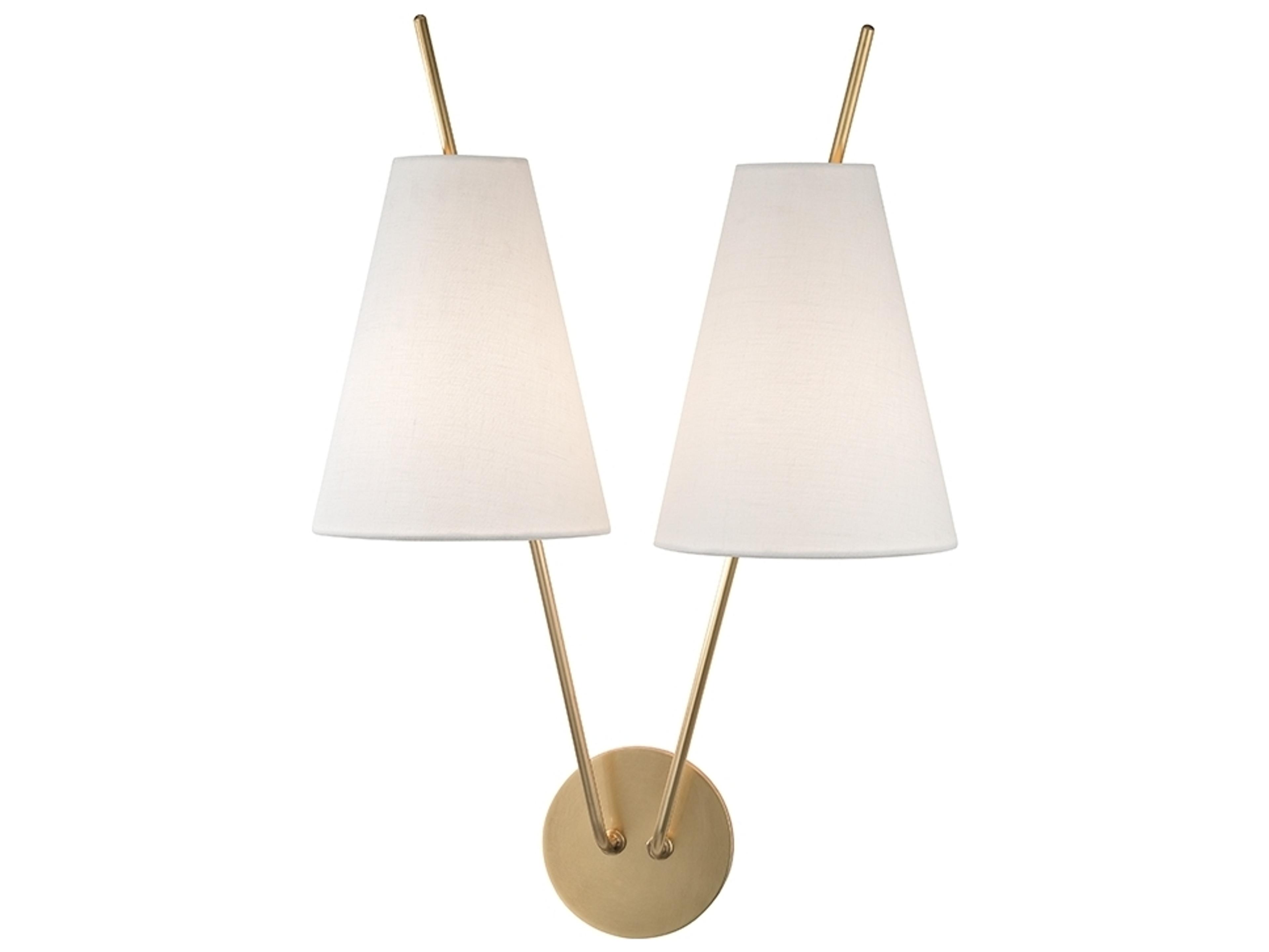 Milan 2-Light Aged Brass White Wall Sconce