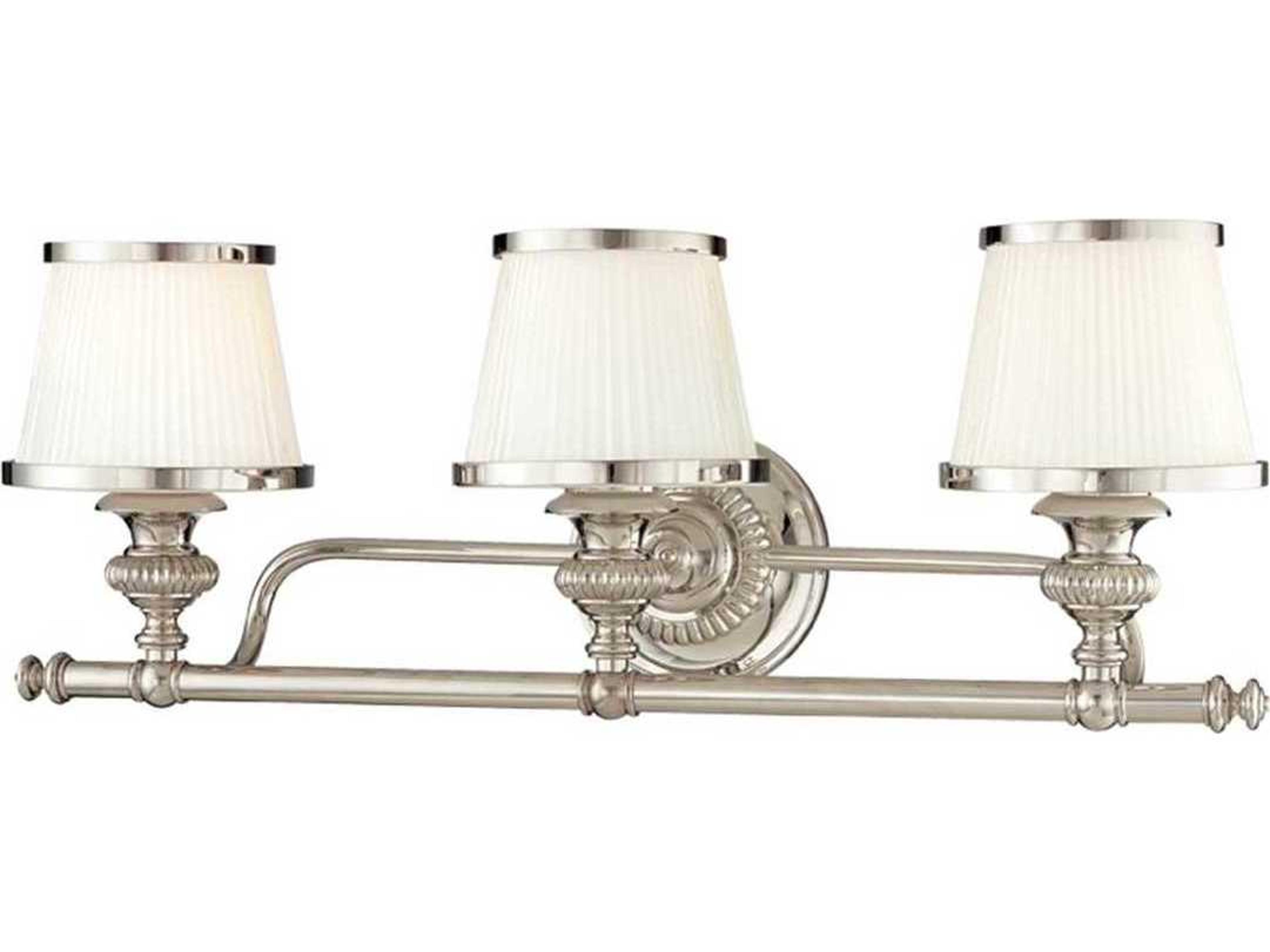 Hudson Valley Milton 3-Light Polished Nickel Off White Glass Vanity Light