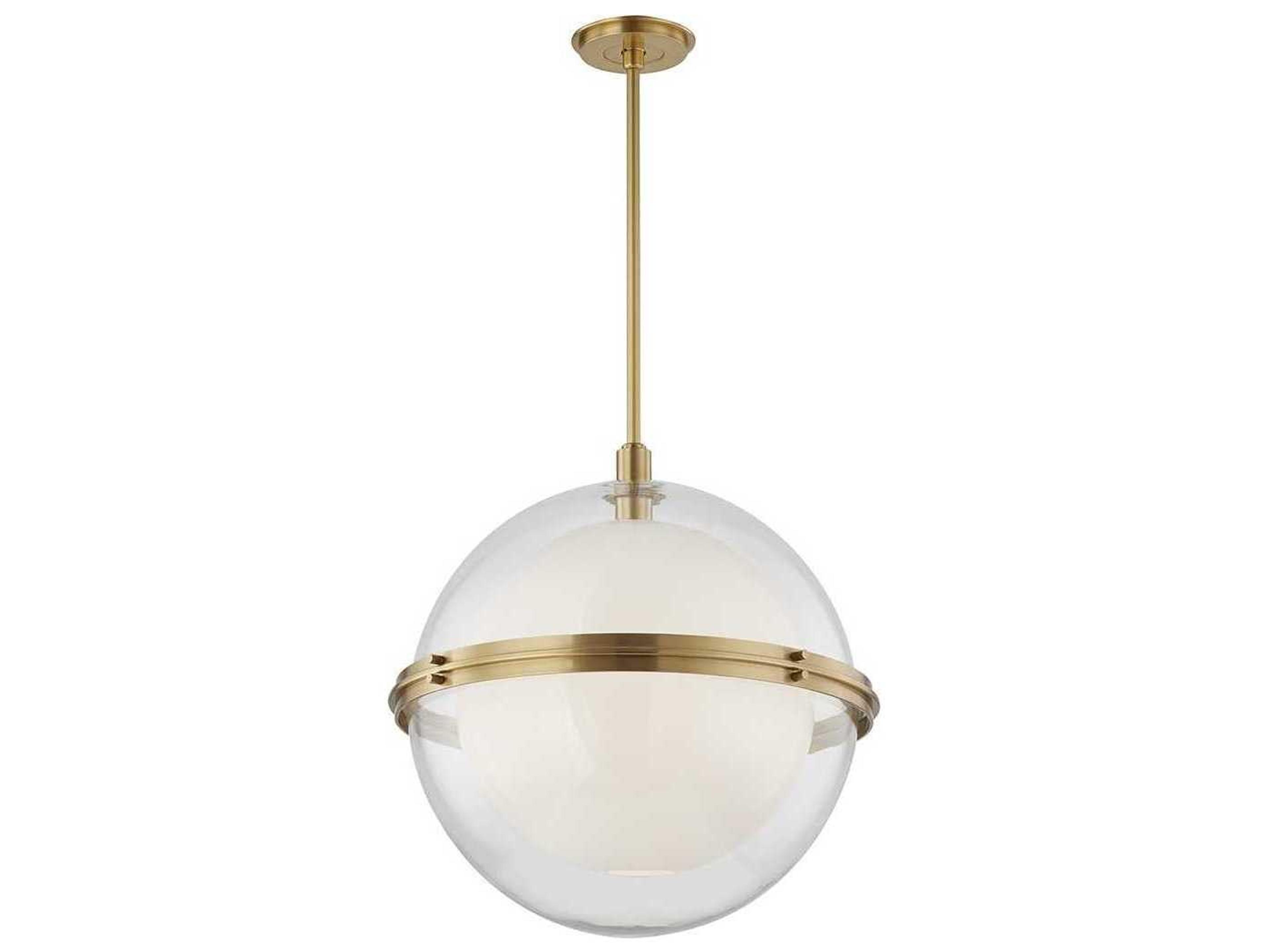 Hudson Valley Northport 1-Light Aged Brass Glass Globe Round Pendant