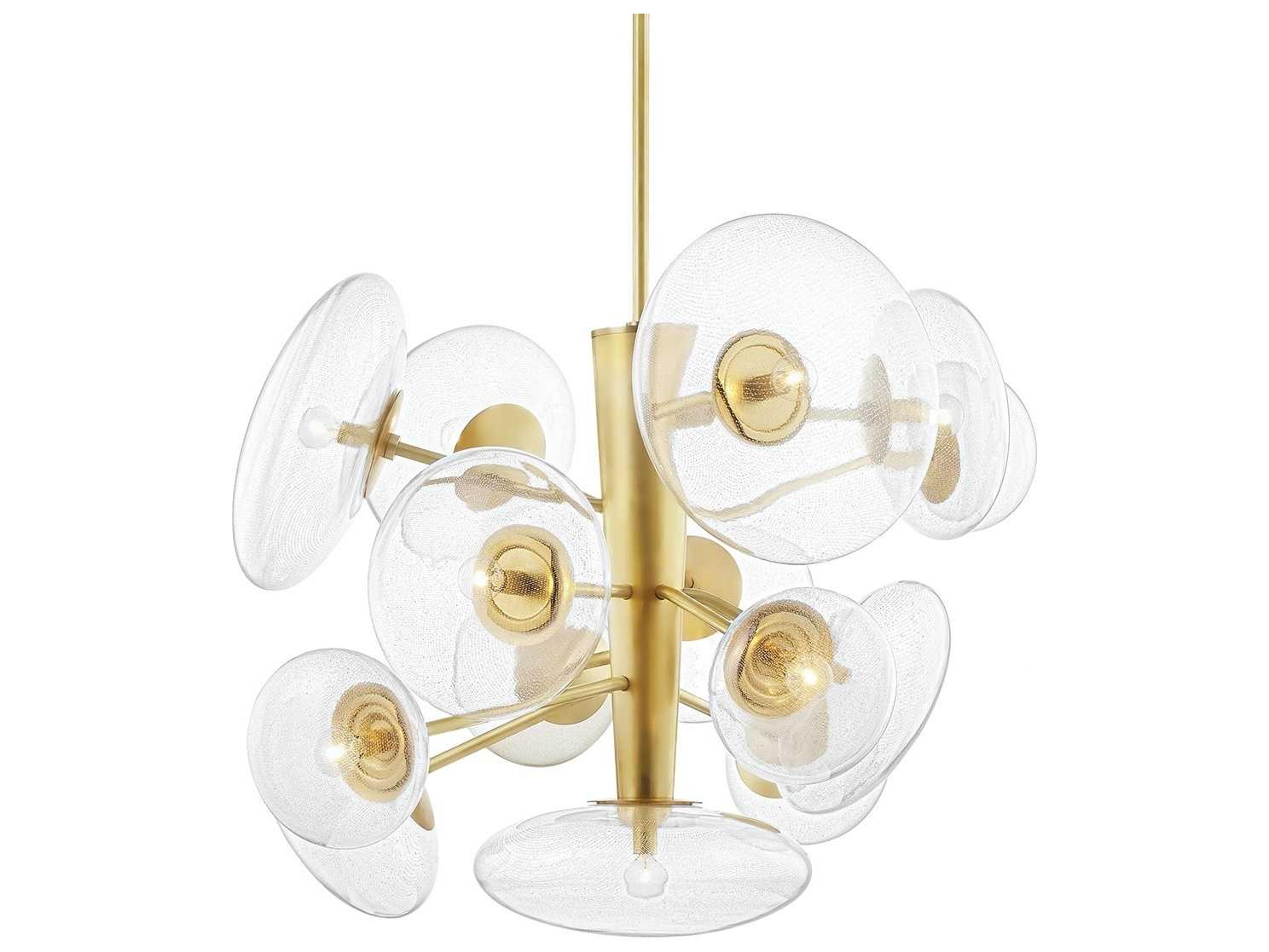 Hudson Valley Opera 14-Light Aged Brass Glass Round Pendant