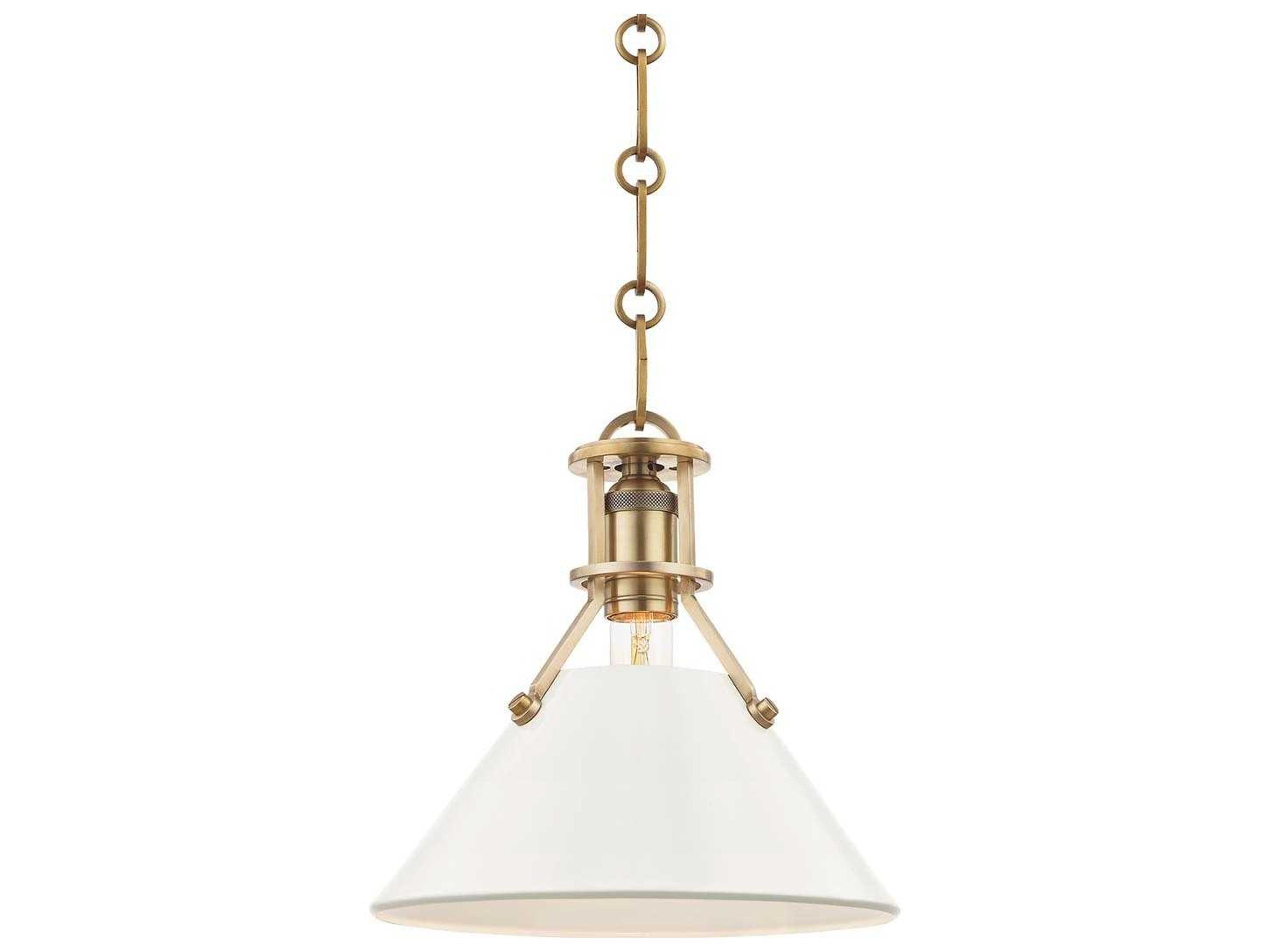 Hudson Valley Painted 1-Light Aged Brass Off White Mini Pendant