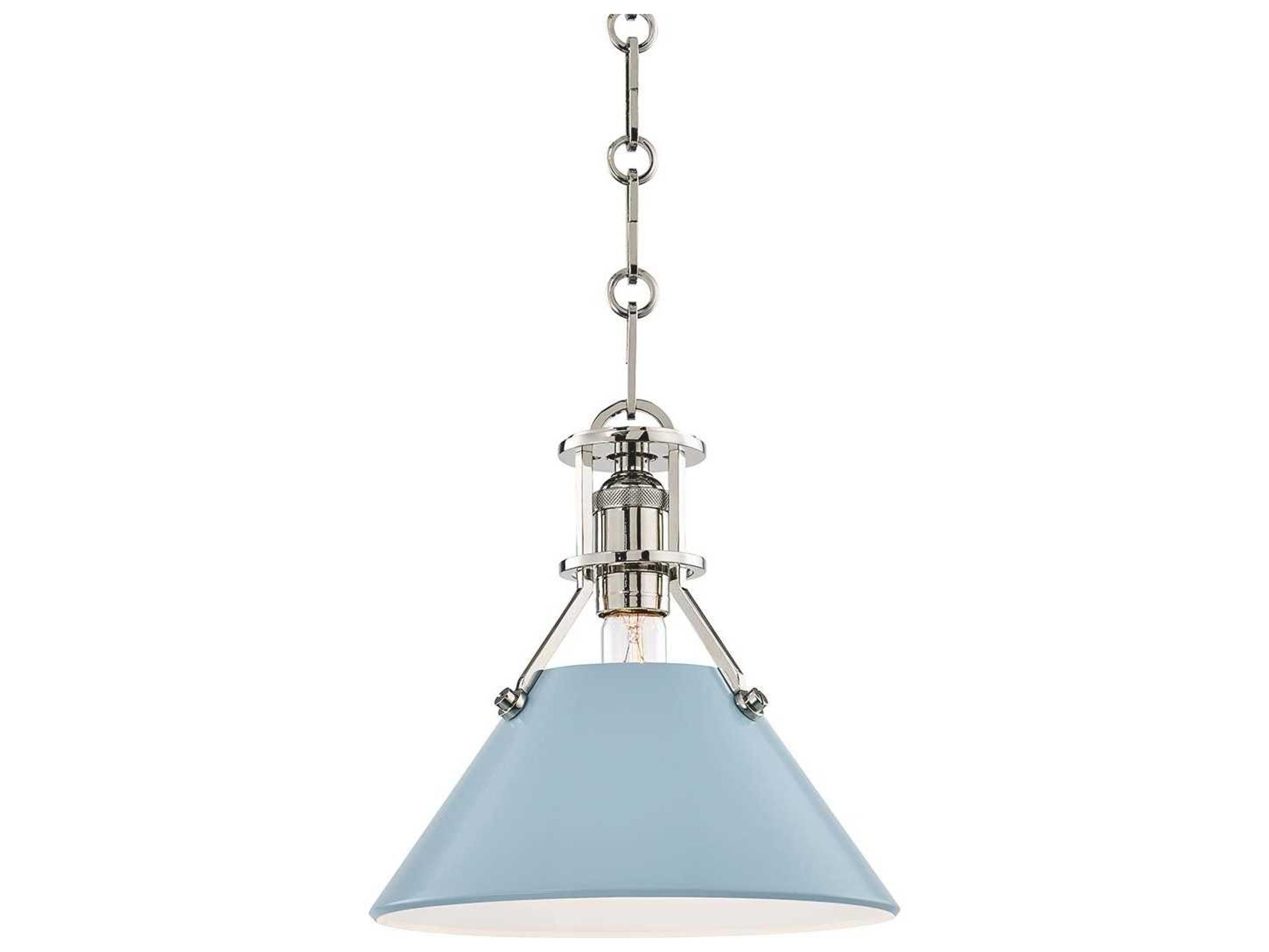 Hudson Valley Painted 1-Light Polished Nickel Blue Mini Pendant