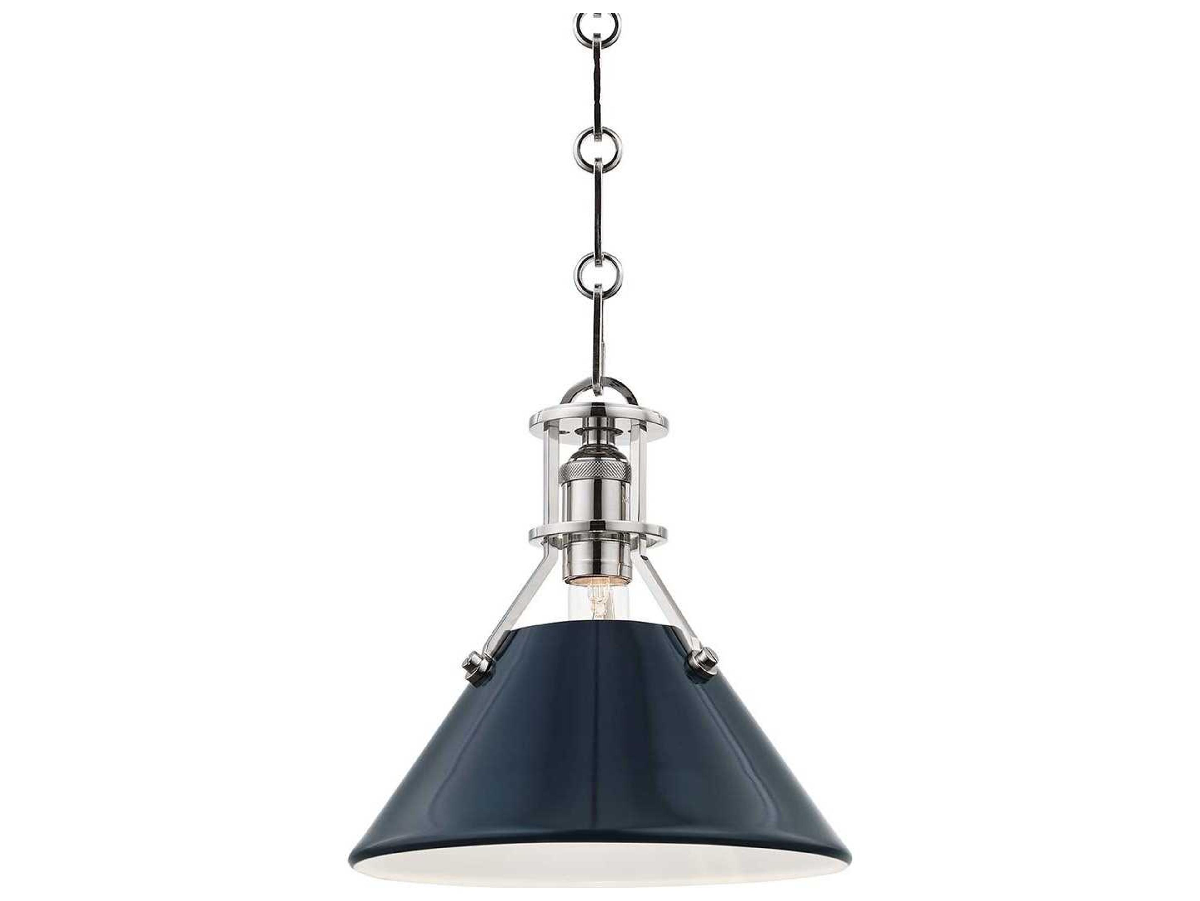 Hudson Valley Painted 1-Light Polished Nickel Blue Mini Pendant