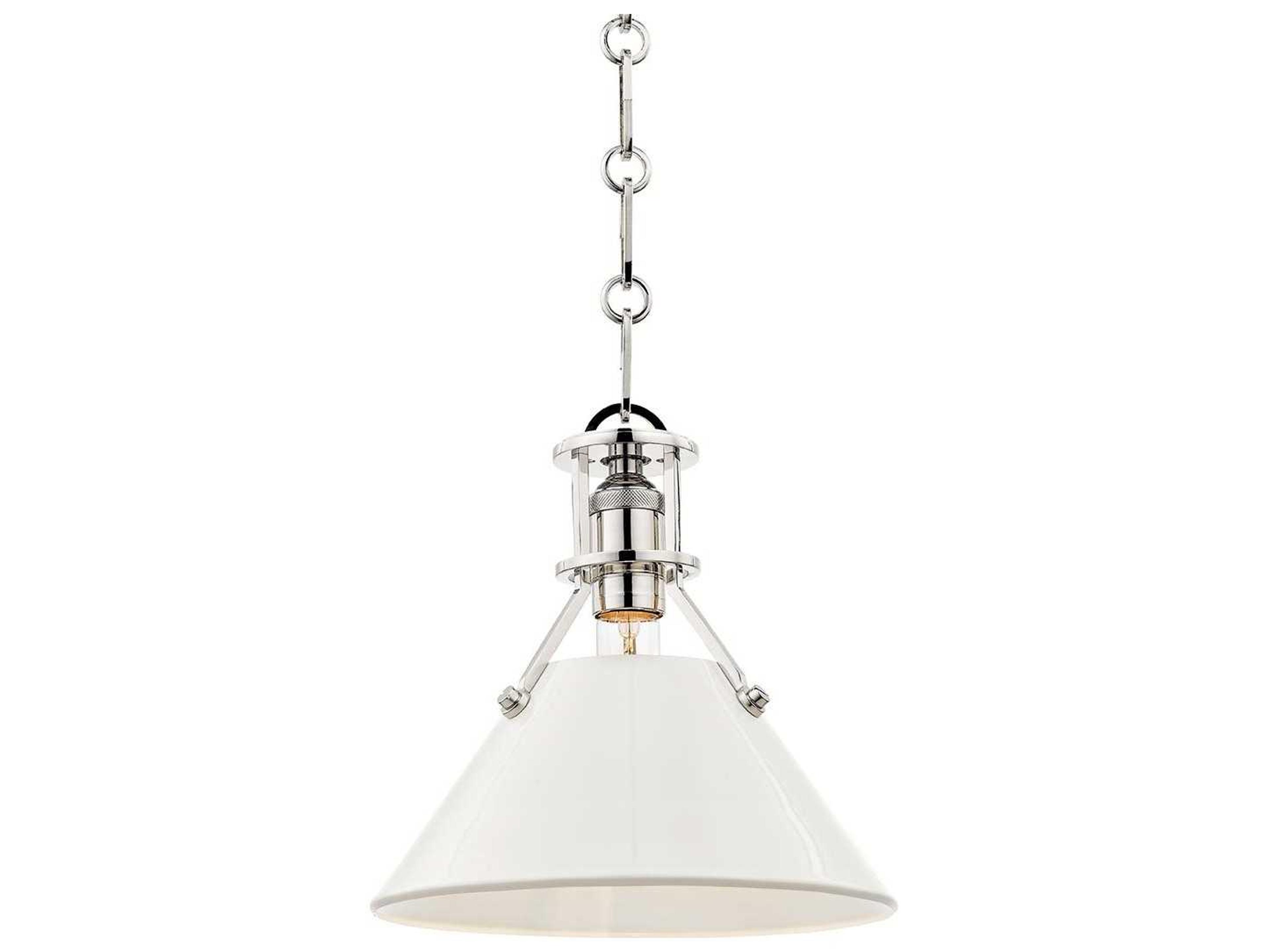 Hudson Valley Painted 1-Light Polished Nickel Off White Mini Pendant