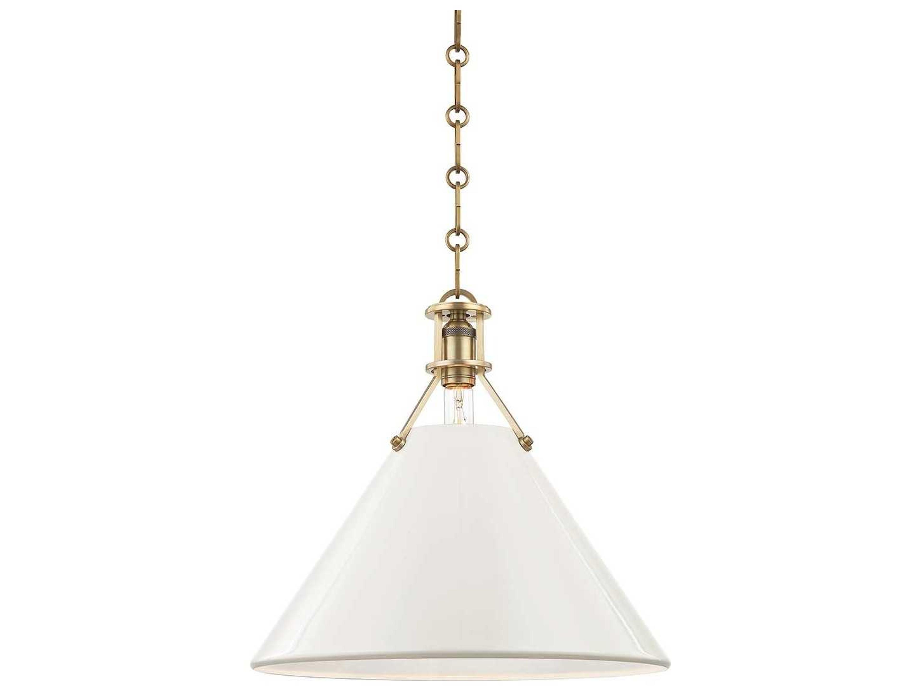 Hudson Valley Painted 1-Light Aged Brass Off White Pendant