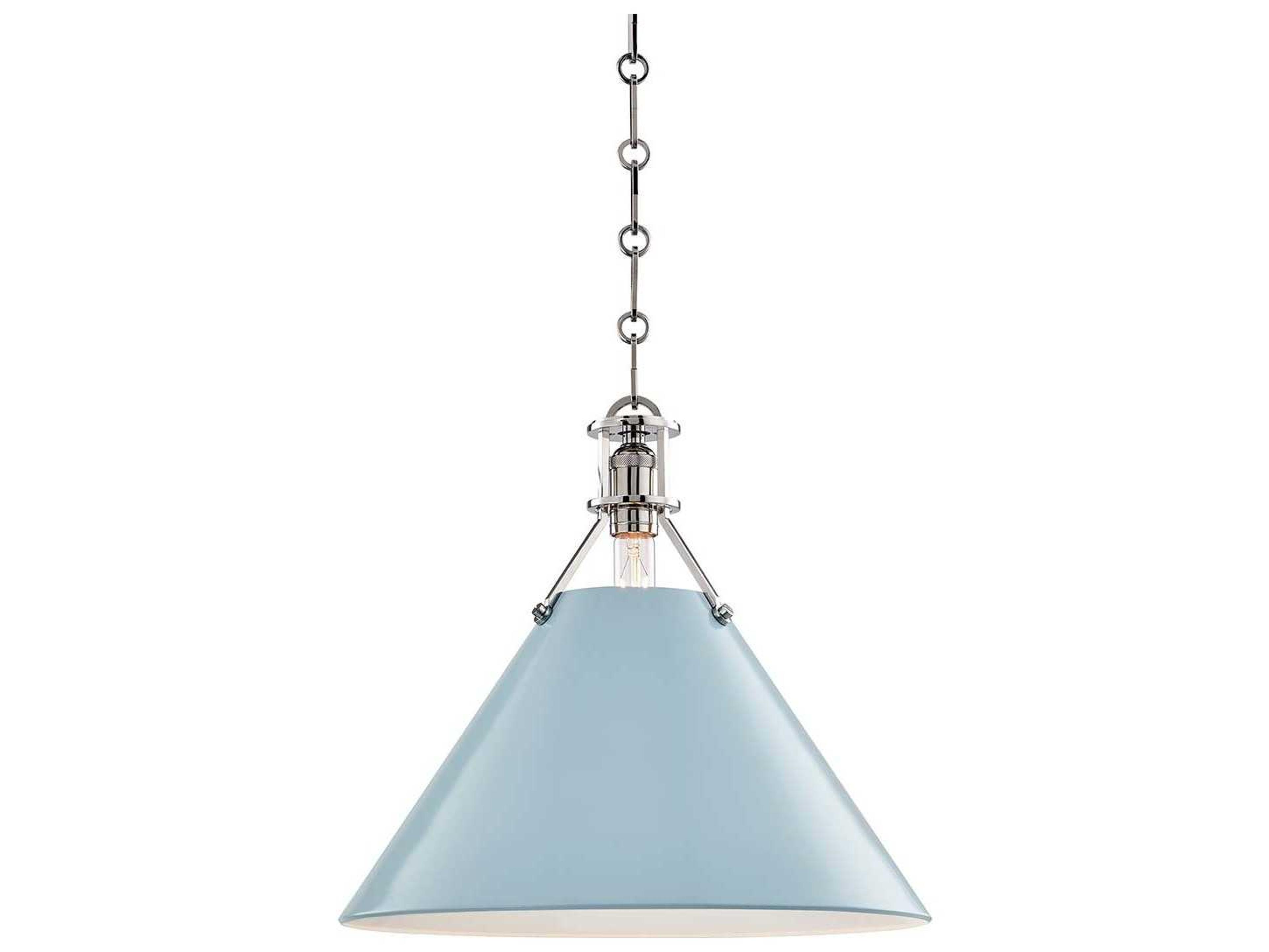 Hudson Valley Painted 1-Light Polished Nickel Blue Pendant