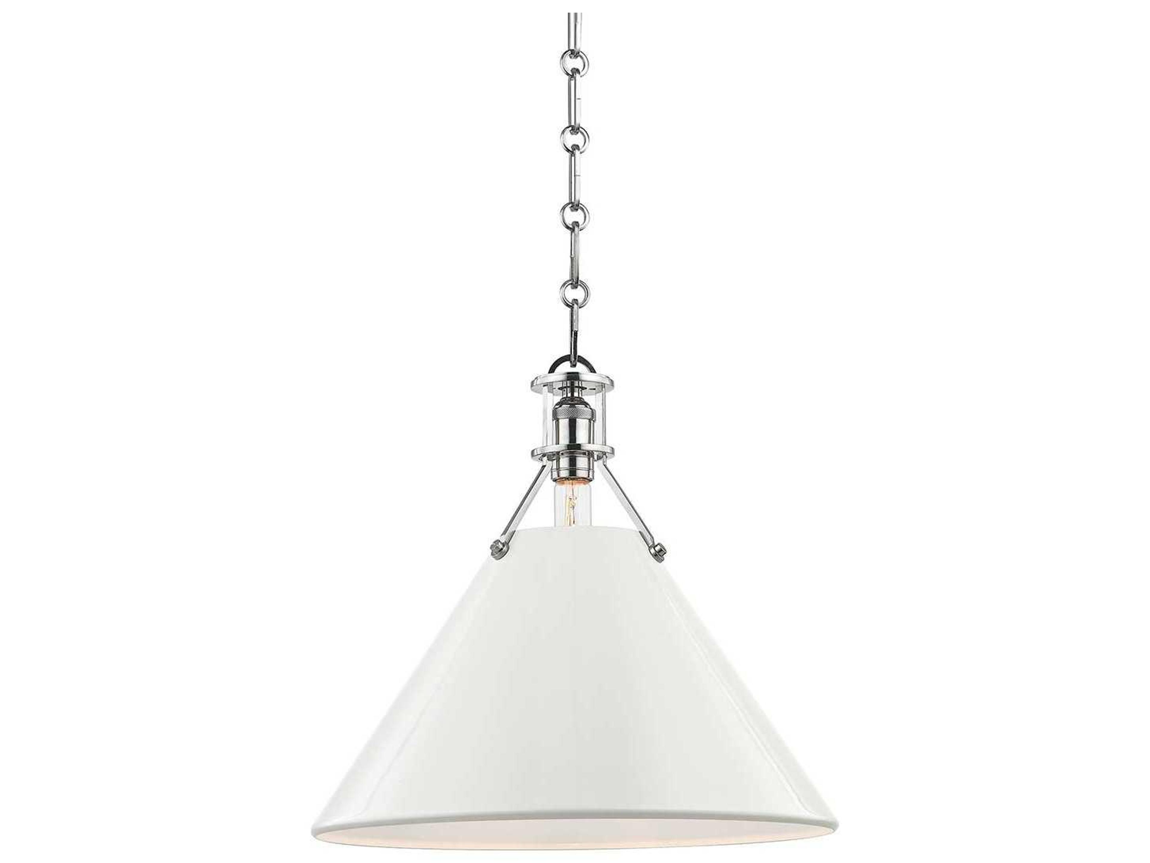 Hudson Valley Painted 1-Light Polished Nickel Off White Pendant