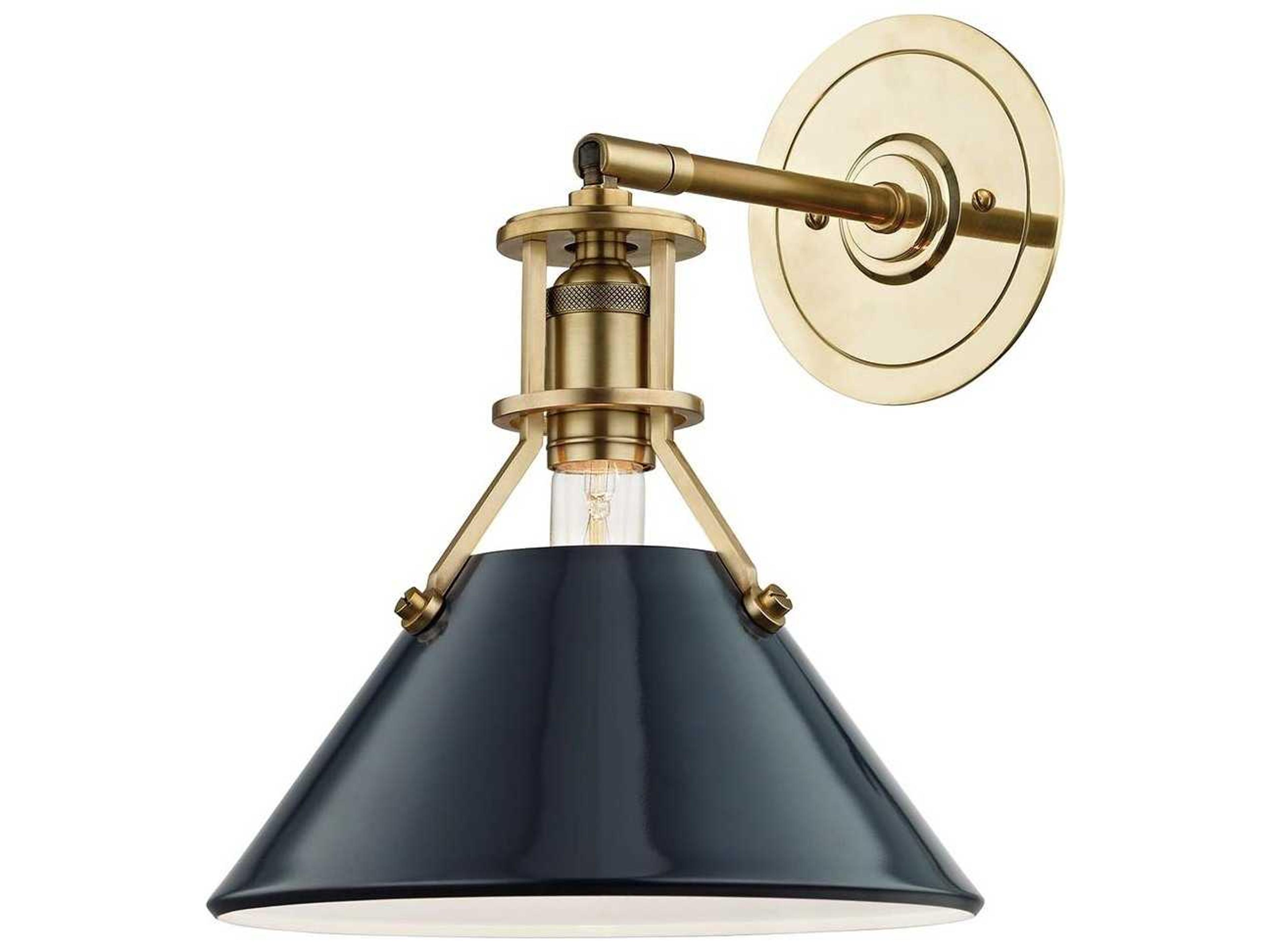 Hudson Valley Painted 1-Light Aged Brass Blue Wall Sconce