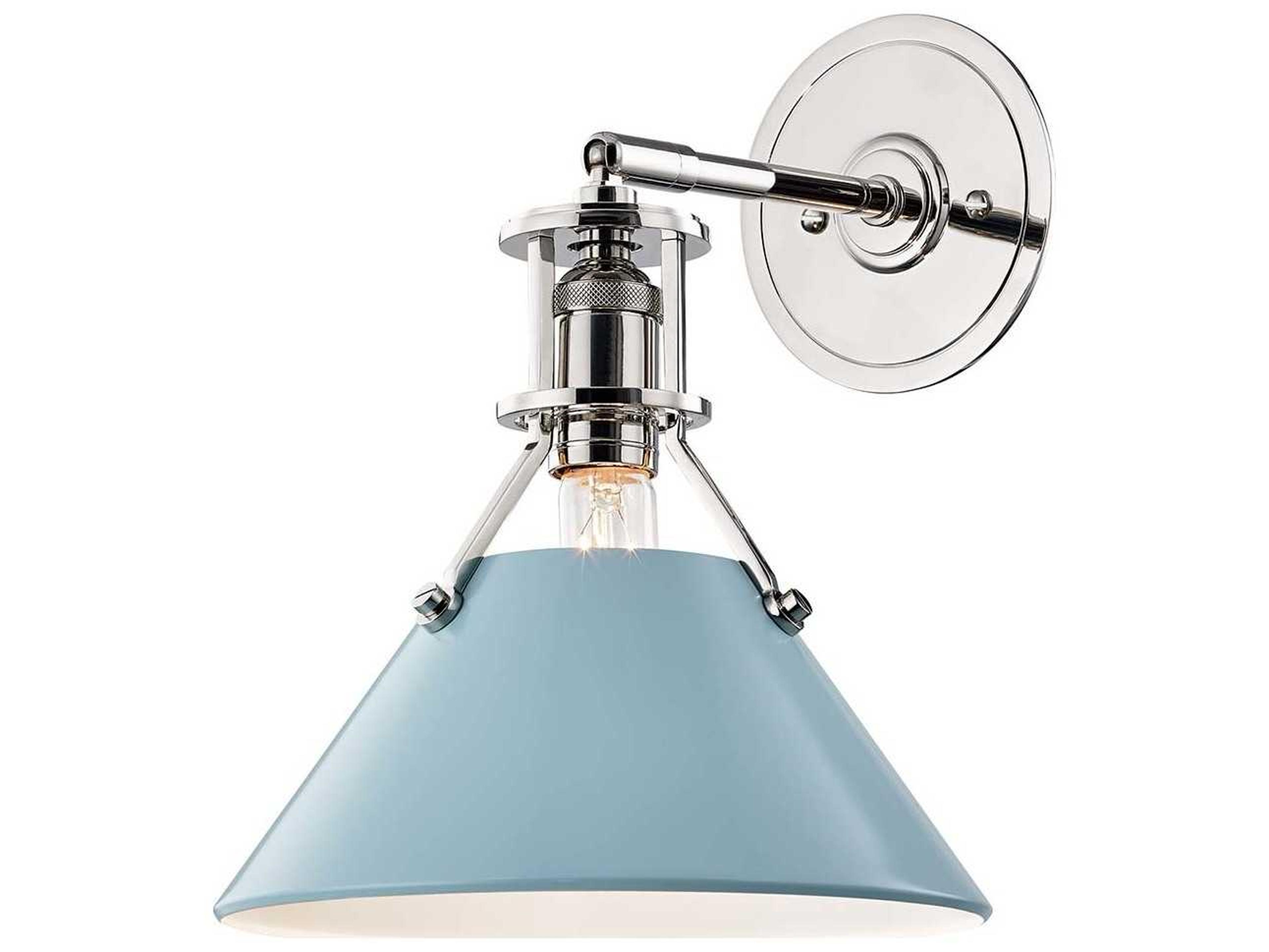 Hudson Valley Painted 1-Light Polished Nickel Blue Wall Sconce