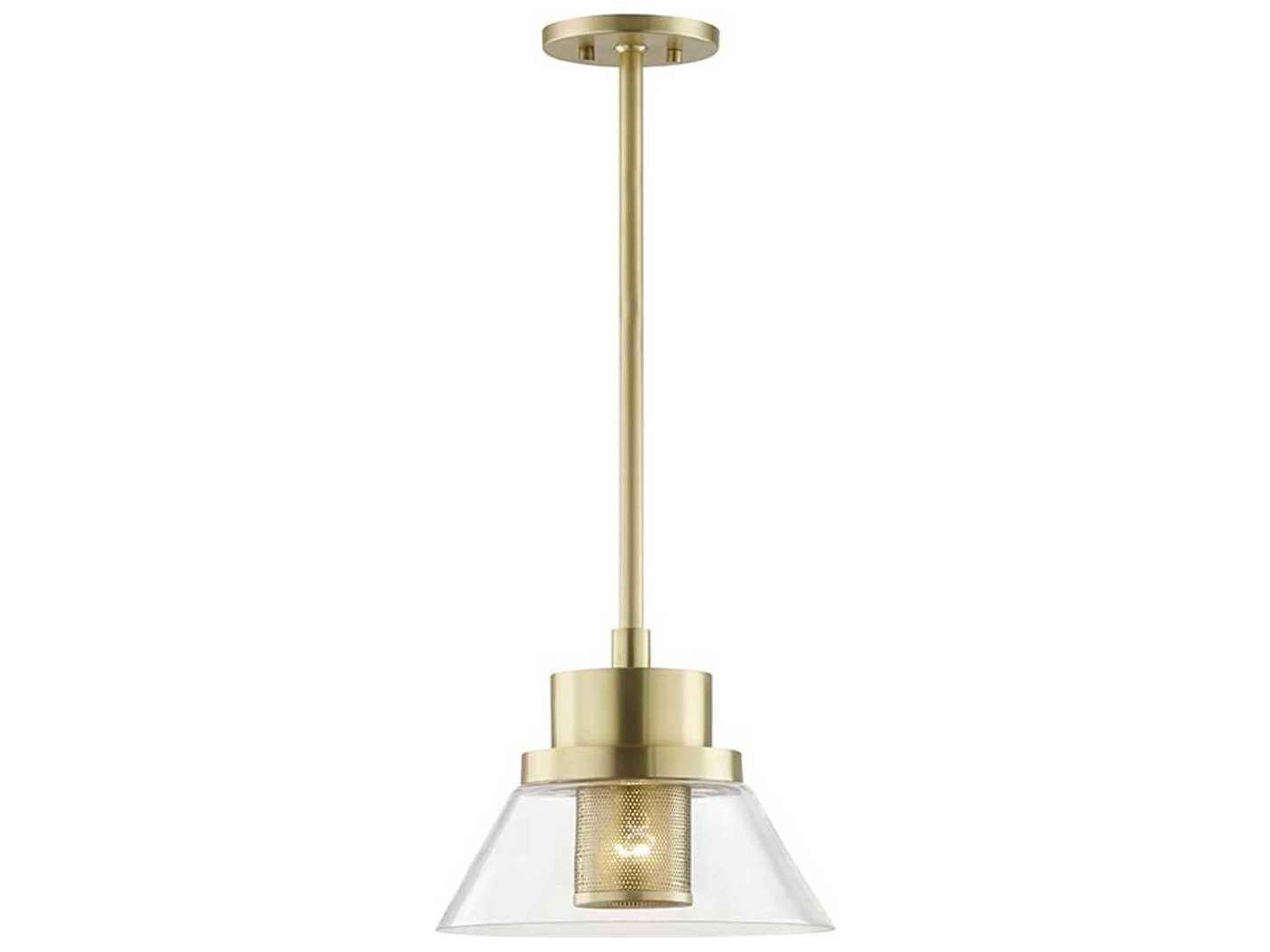 Hudson Valley Paoli 1-Light Aged Brass Clear Glass Empire Mini Pendant