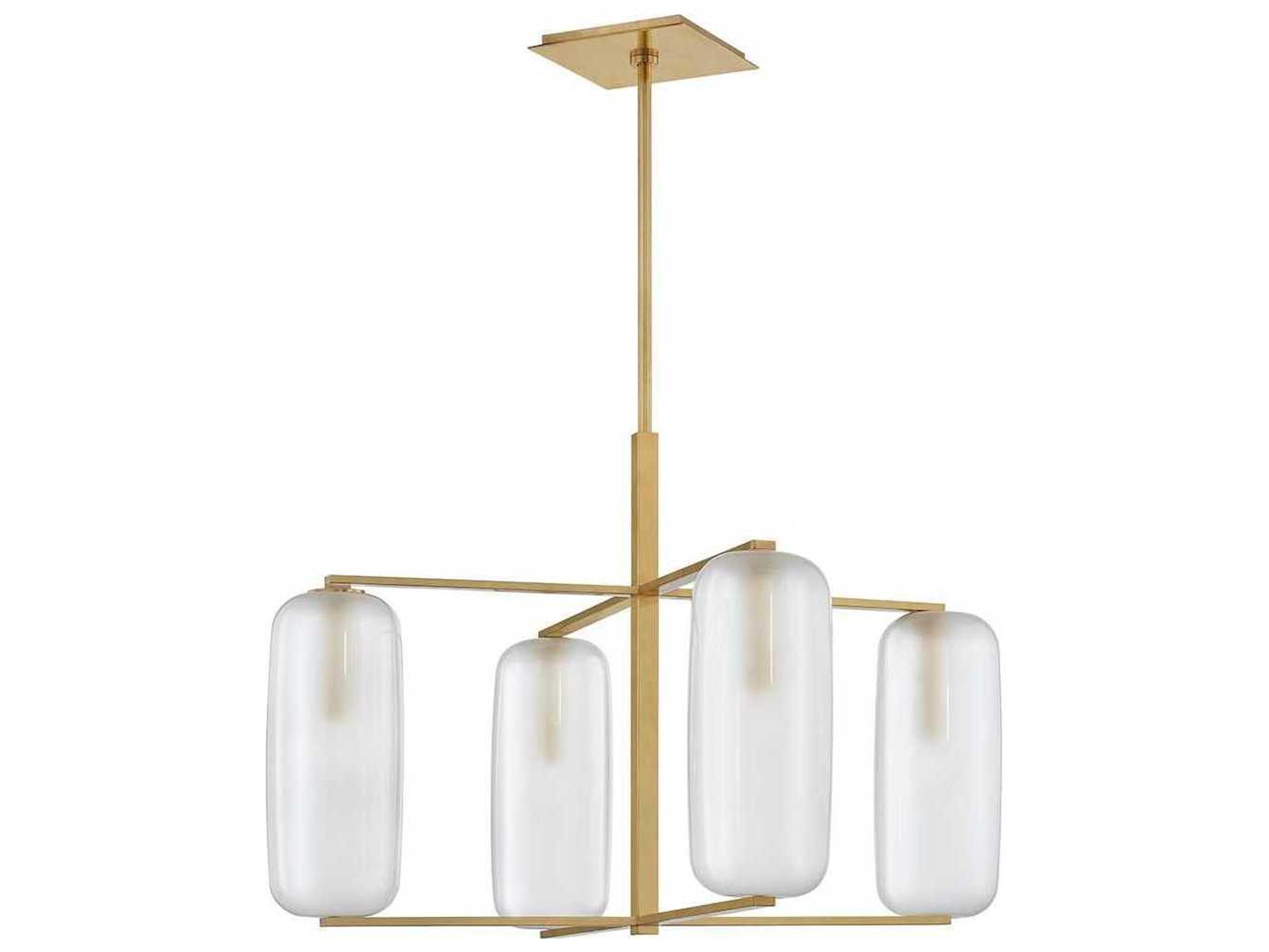 Hudson Valley Pebble 4-Light Aged Brass Glass Pendant