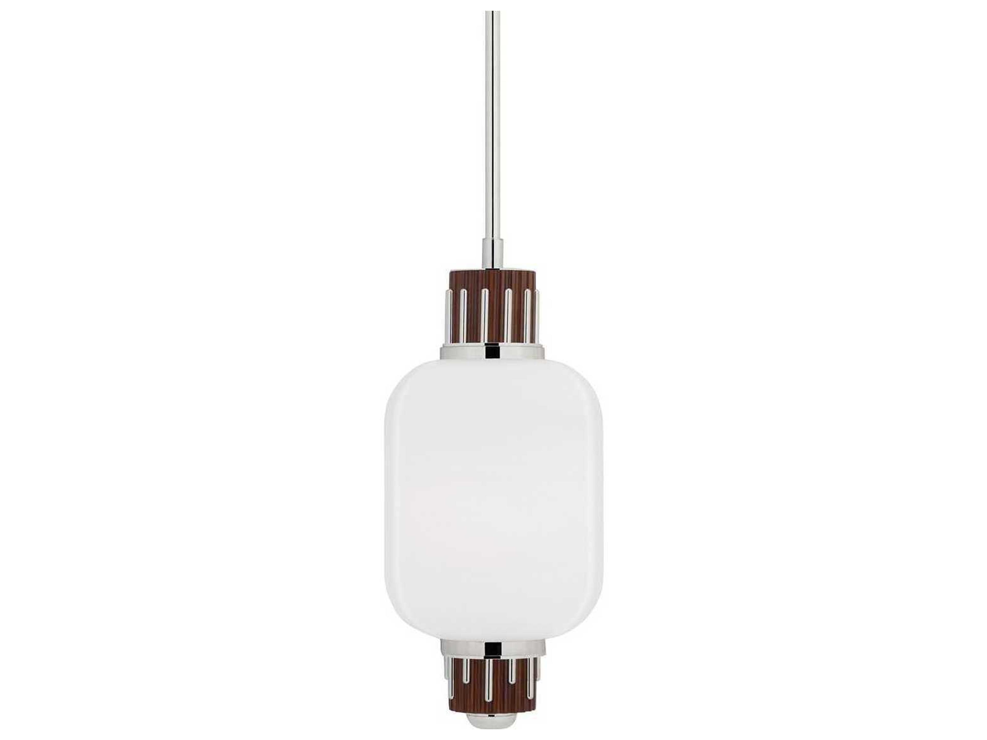 Hudson Valley Peekskill 1-Light Polished Nickel Light Walnut Brown Glass Mini Pendant