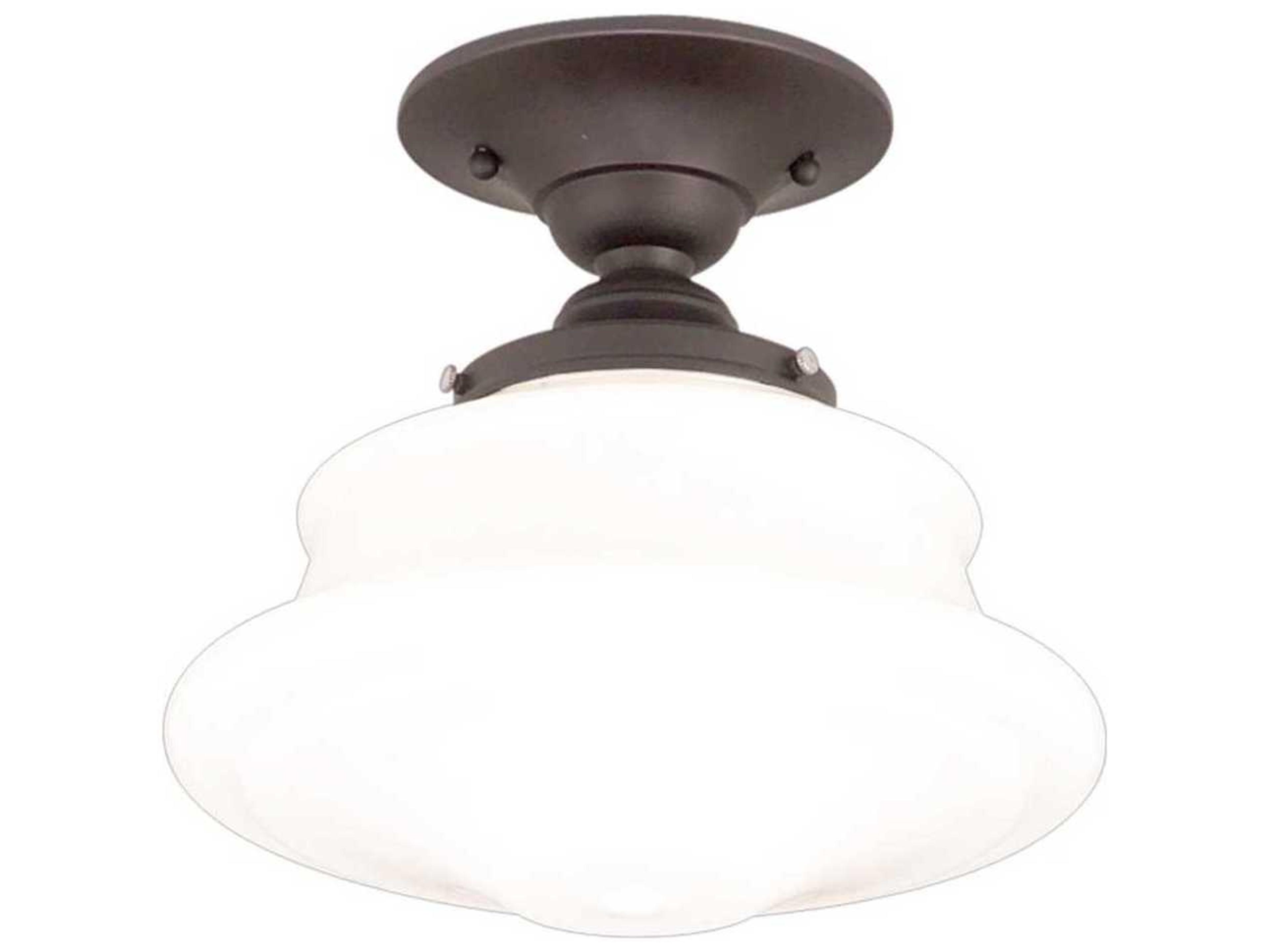 Hudson Valley Petersburg 1-Light Old Bronze Yellow Glass Semi Flush Mount