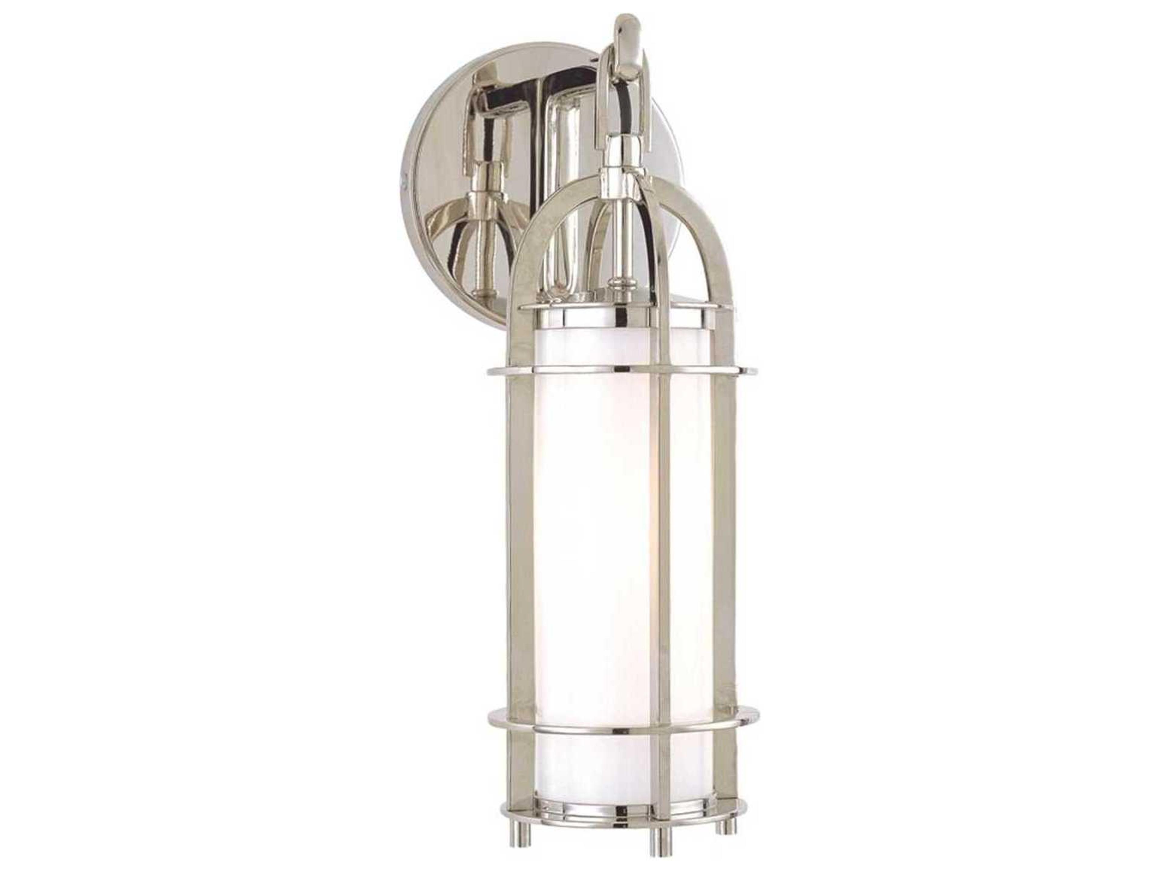 Hudson Valley Portland 1-Light Polished Nickel Off White Glass Wall Sconce