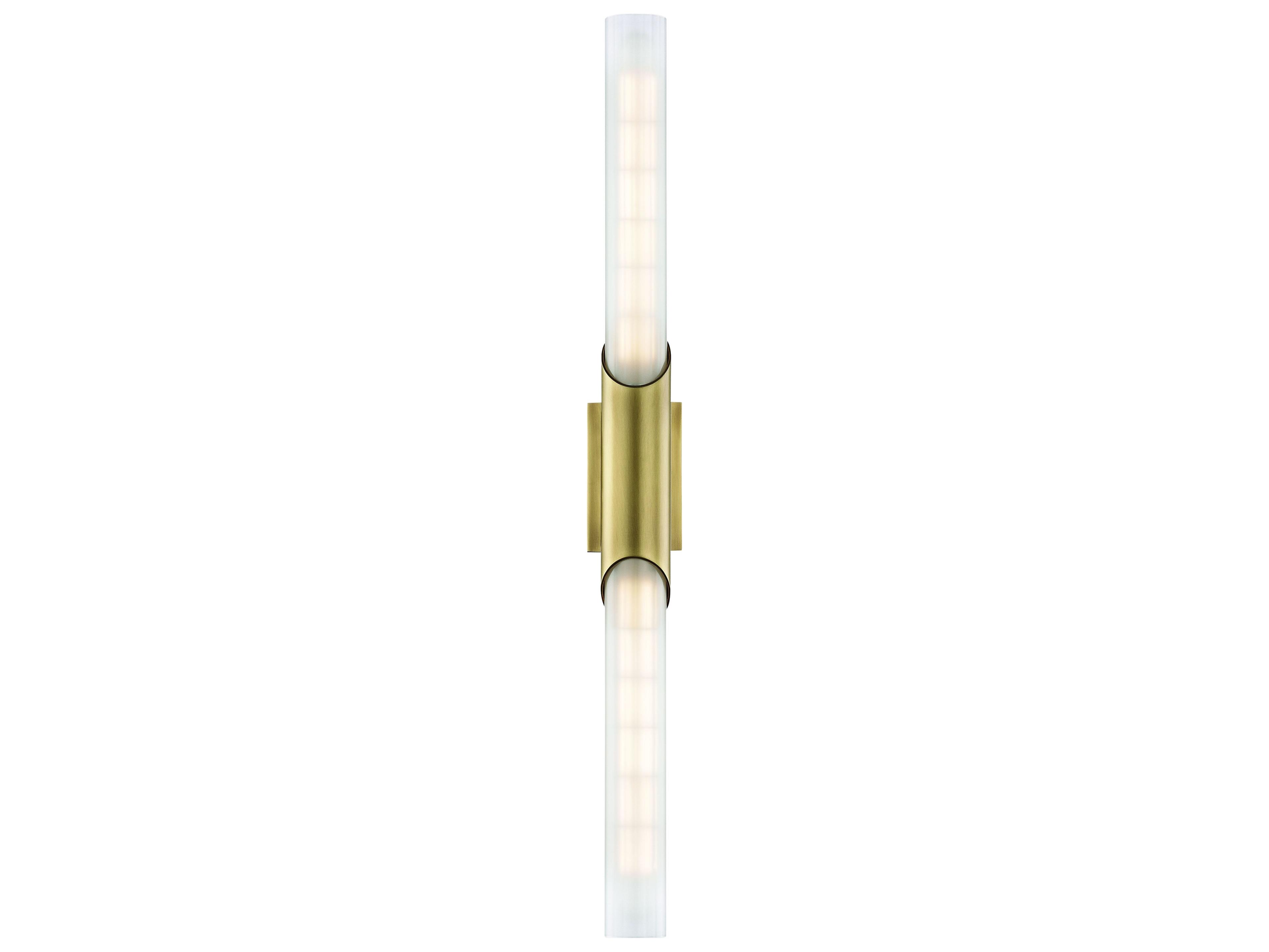 Hudson Valley Pylon 2-Light Aged Brass White Glass LED Wall Sconce