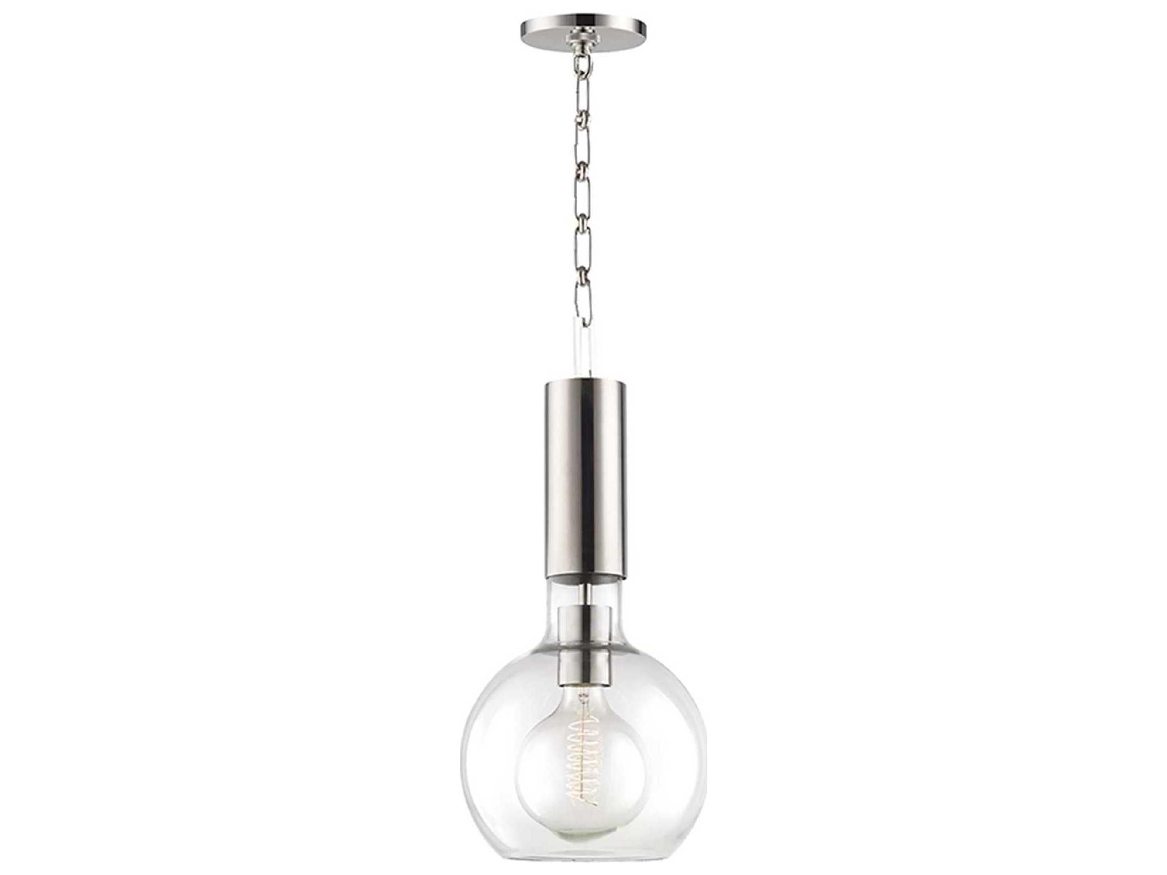 Hudson Valley Raleigh 1-Light Polished Nickel Clear Glass Globe Round Mini Pendant