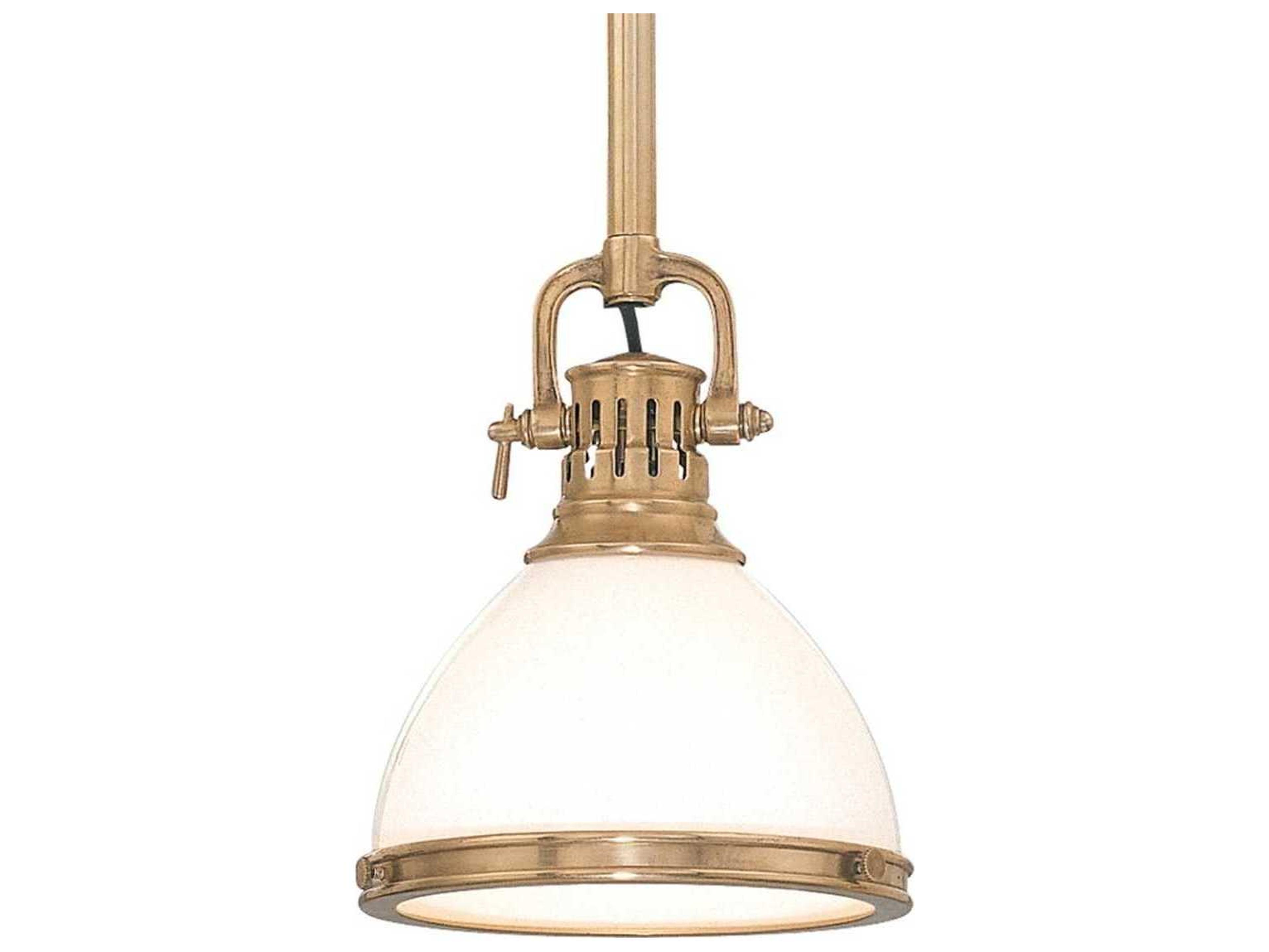 Hudson Valley Randolph 1-Light Aged Brass Off White Glass Mini Pendant