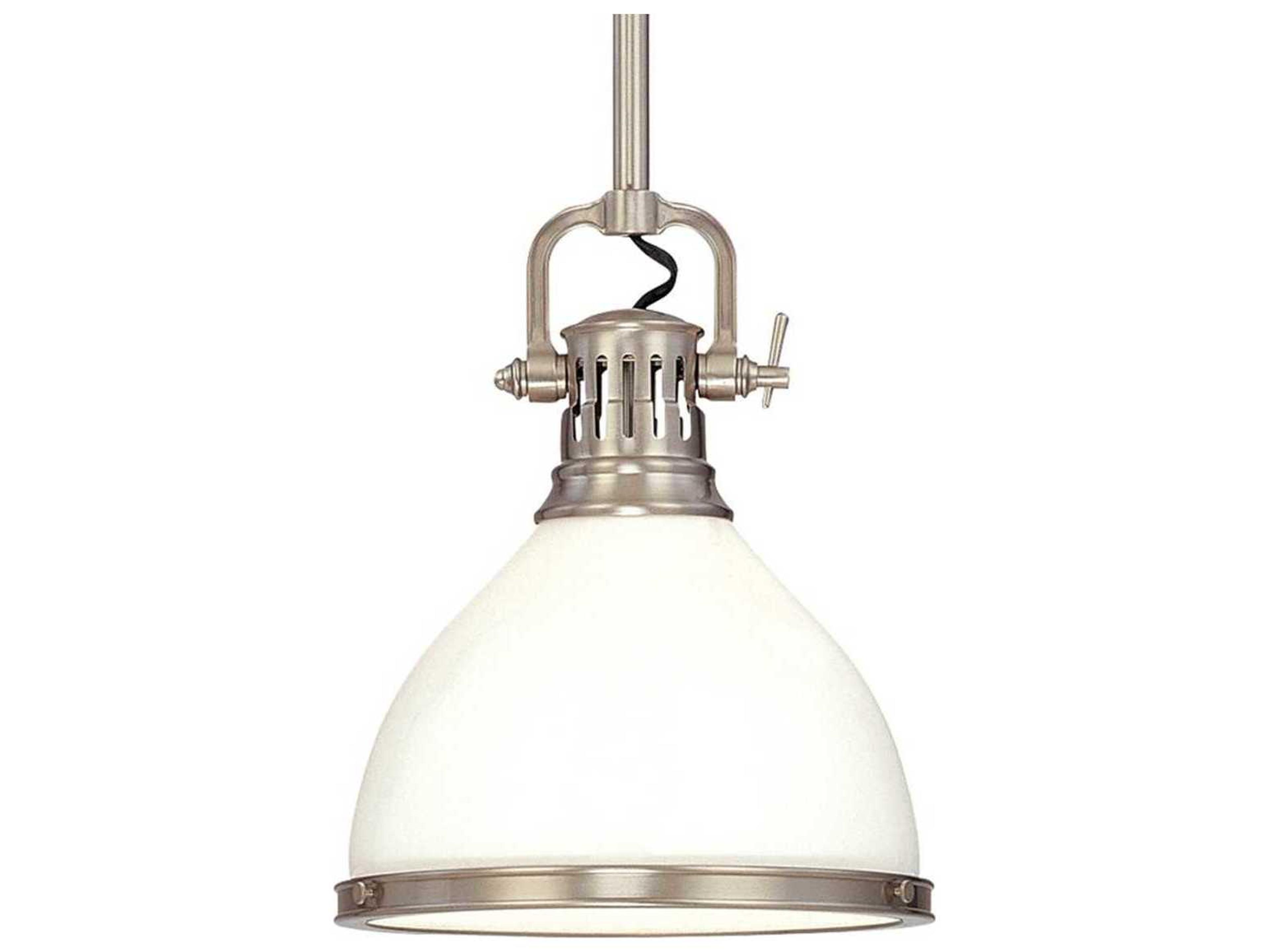 Hudson Valley Randolph 1-Light Satin Nickel Off White Glass Bell Pendant