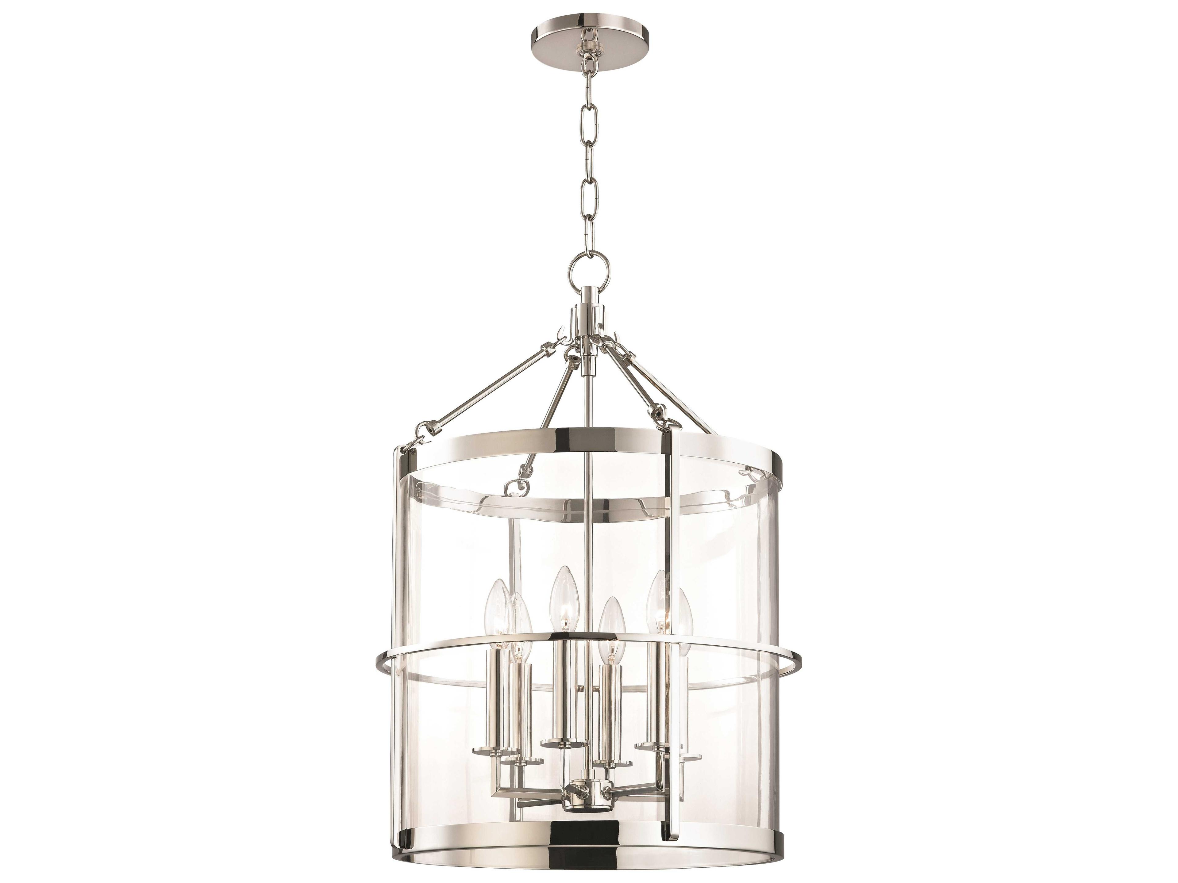 Hudson Valley Ren 6-Light Polished Nickel Clear Glass Candelabra Cylinder Chandelier