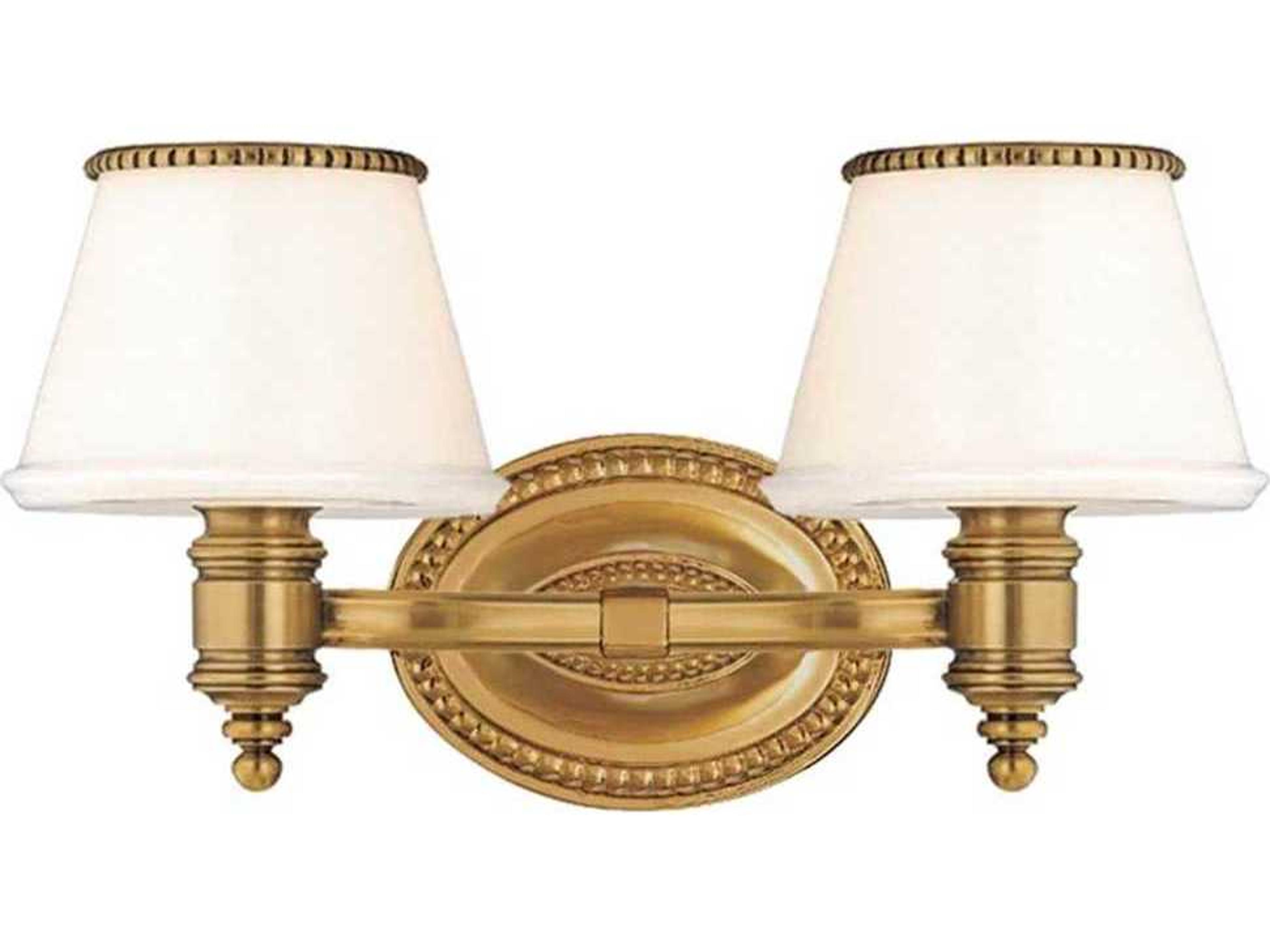 Hudson Valley Richmond 2-Light Flemish Brass Off White Glass Vanity Light