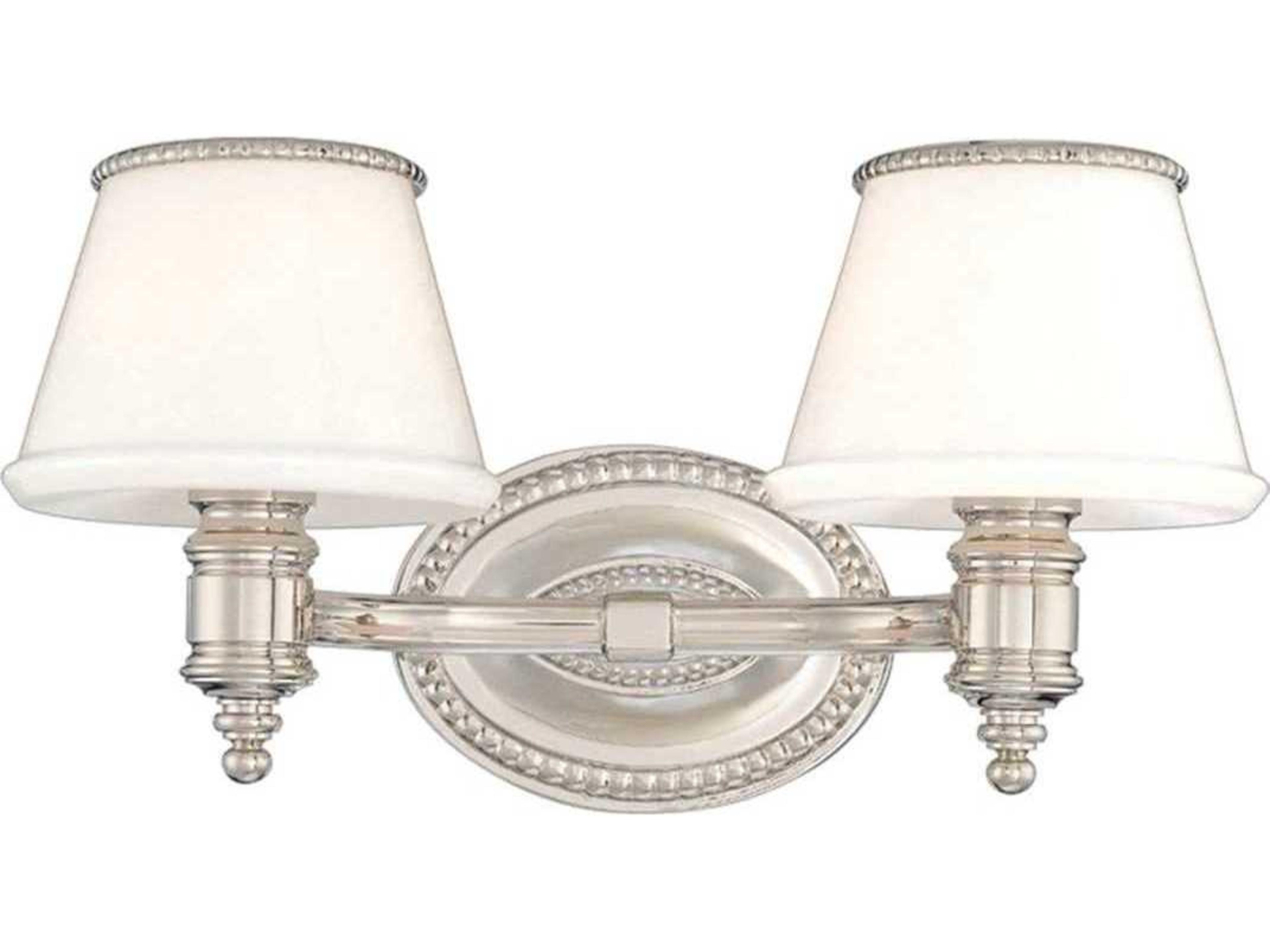 Hudson Valley Richmond 2-Light Polished Nickel Off White Glass Vanity Light