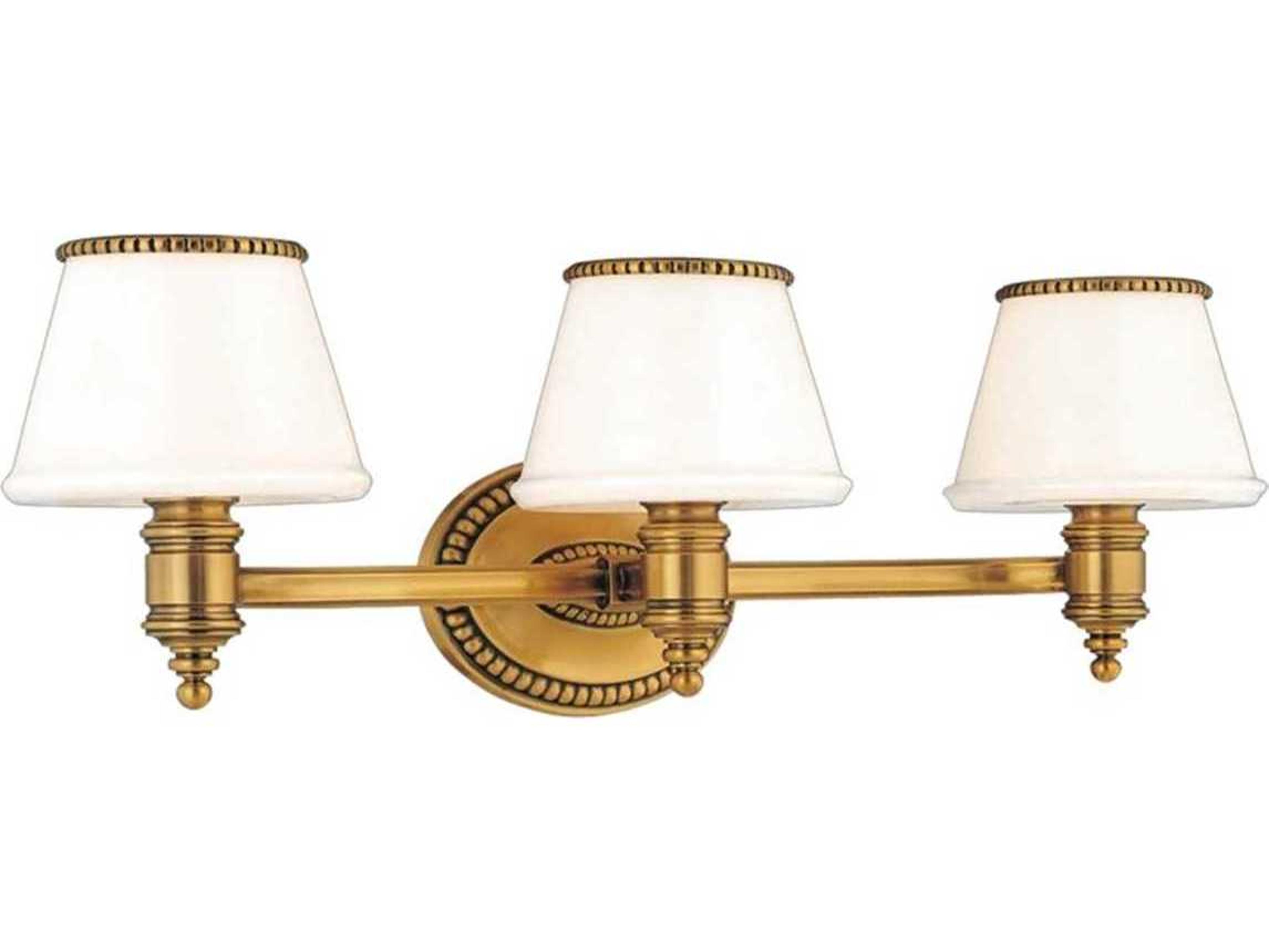 Hudson Valley Richmond 3-Light Flemish Brass Off White Glass Vanity Light