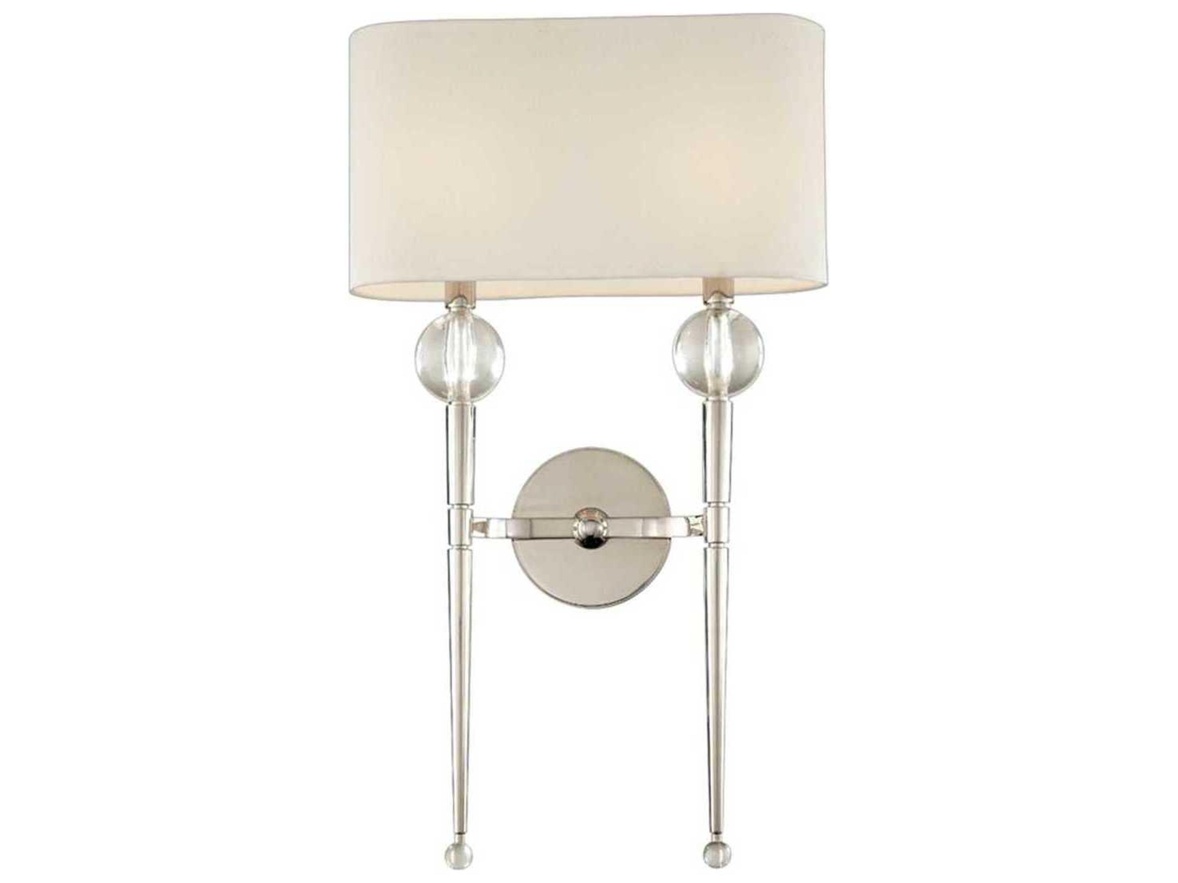 Hudson Valley Rockland 2-Light Polished Nickel Off White Crystal Glass Wall Sconce